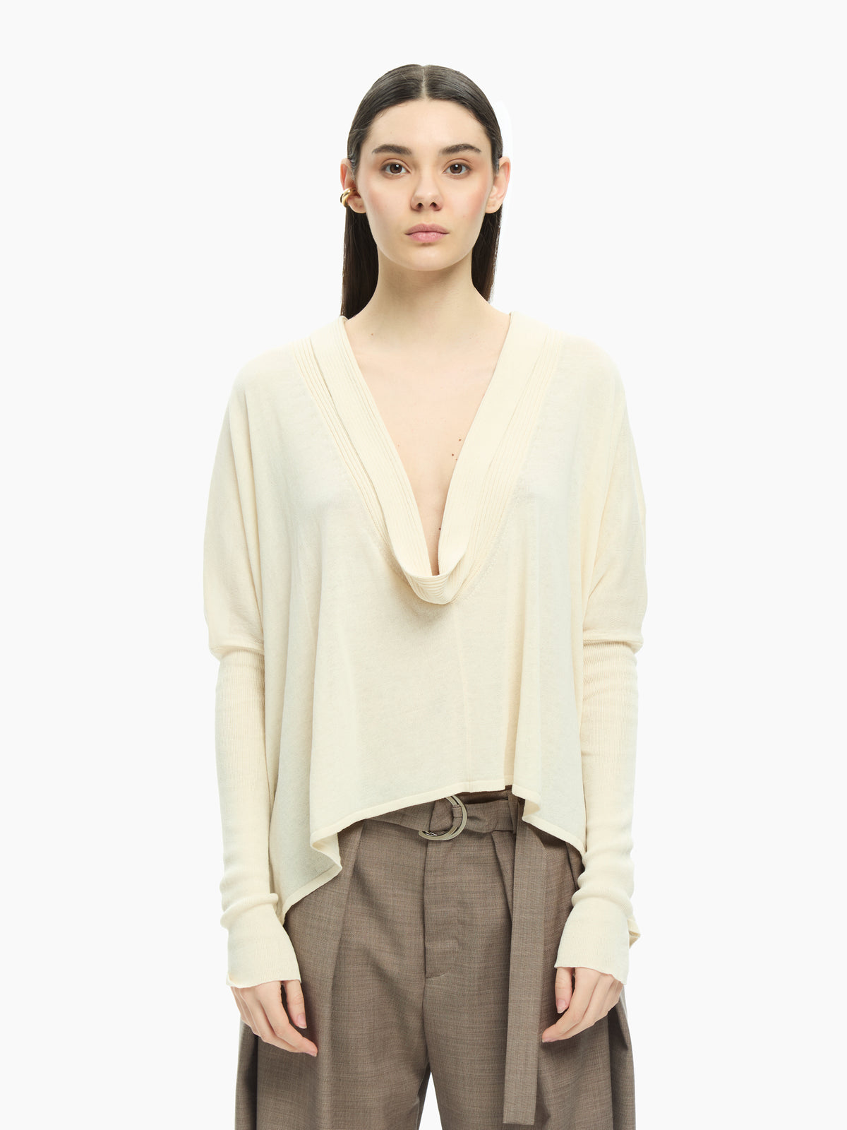 IXOS Maglia con scollo drappeggiato BEIGE