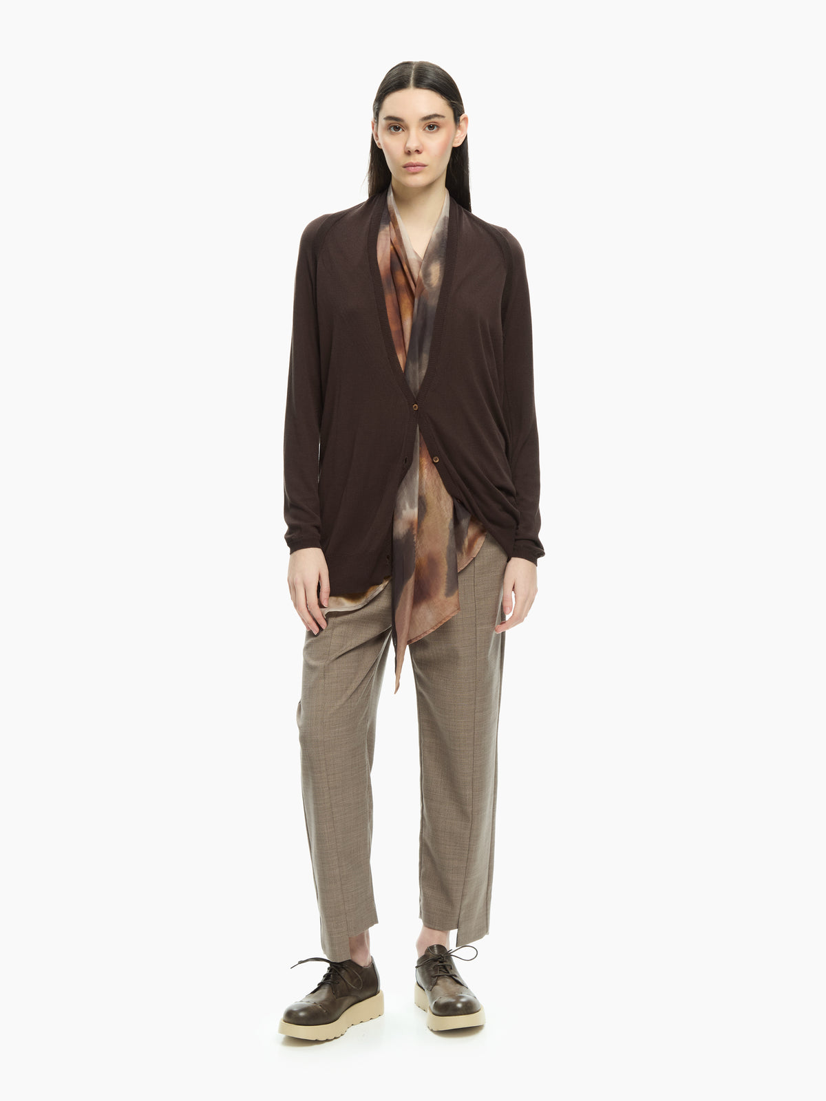 IXOS Cardigan con scollo profondo  MARRONE