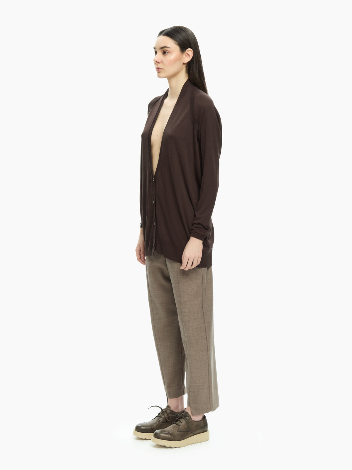 IXOS Cardigan con scollo profondo  MARRONE