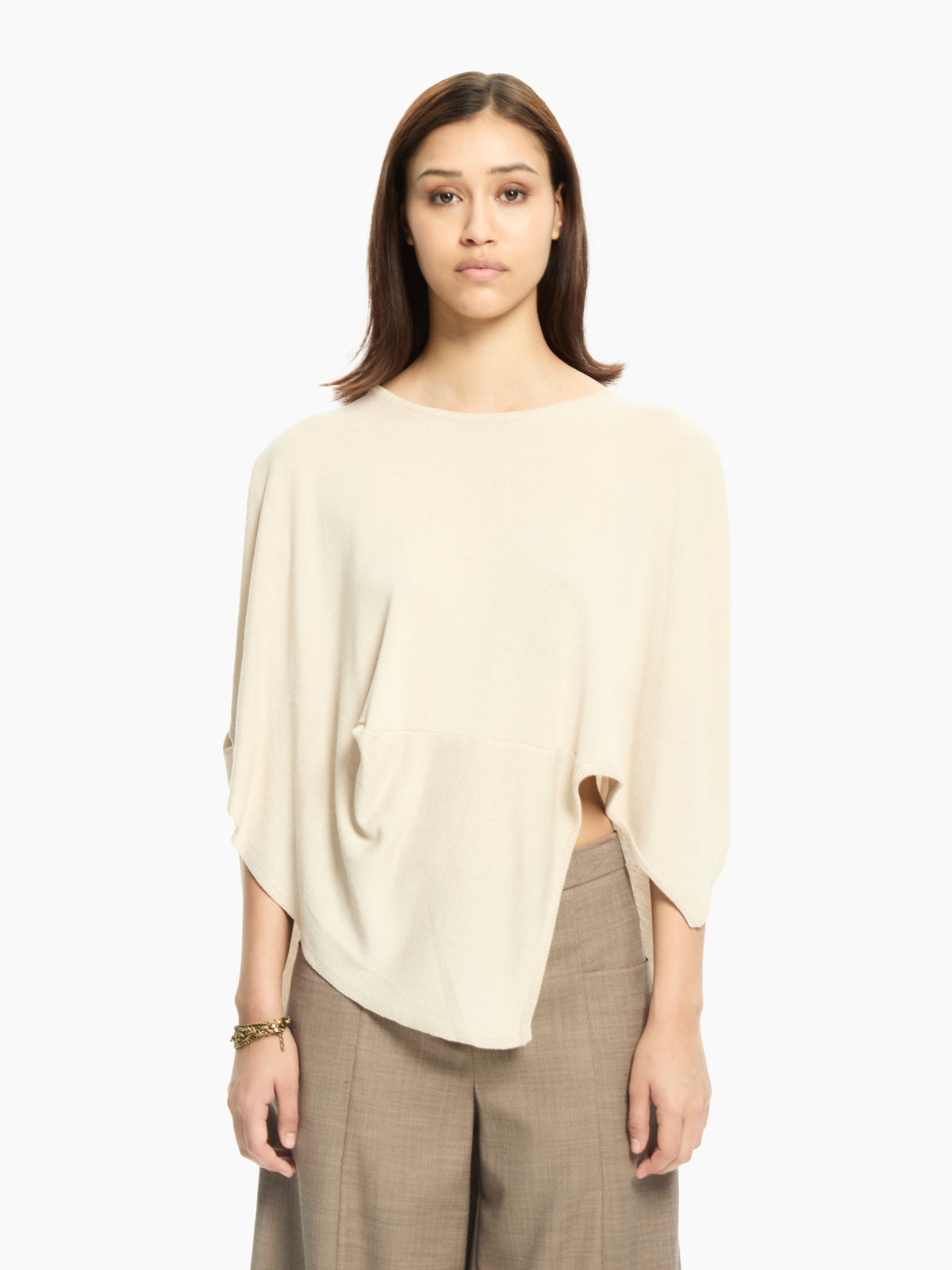 IXOS Top fluido con maniche aperte BEIGE