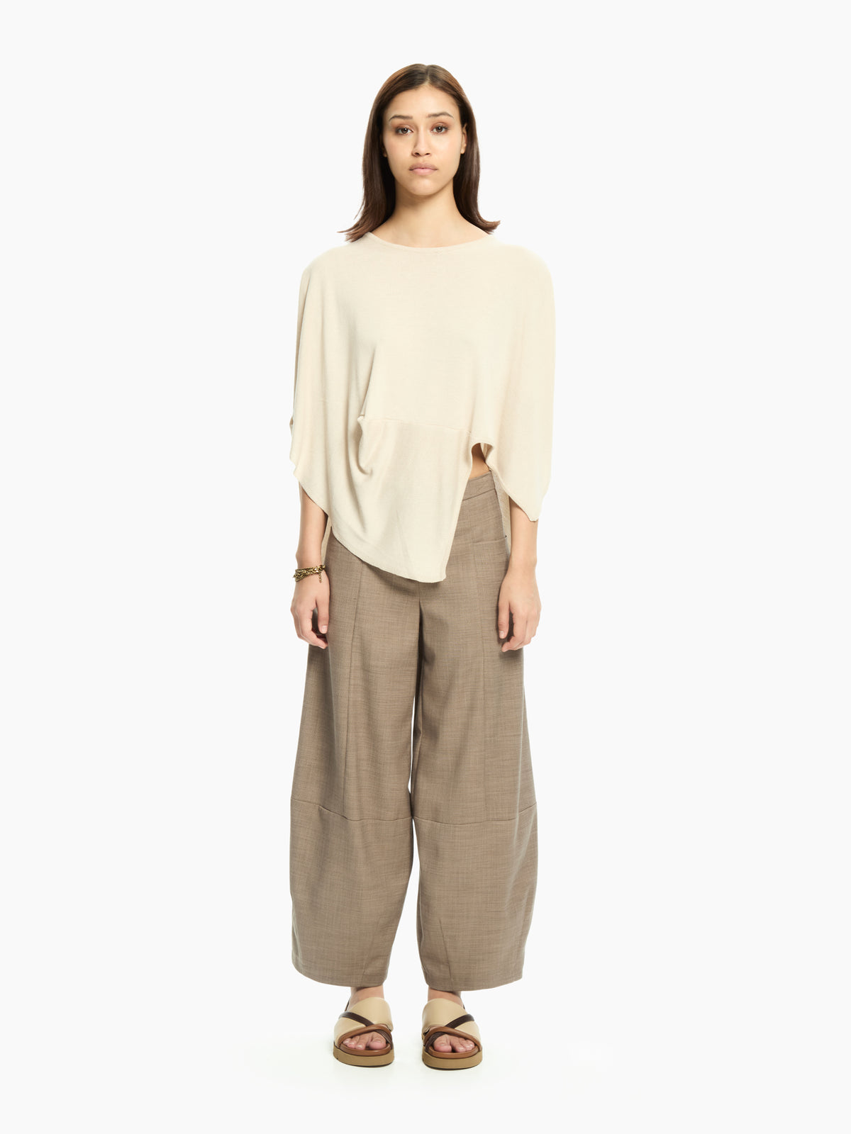 IXOS Top fluido con maniche aperte BEIGE