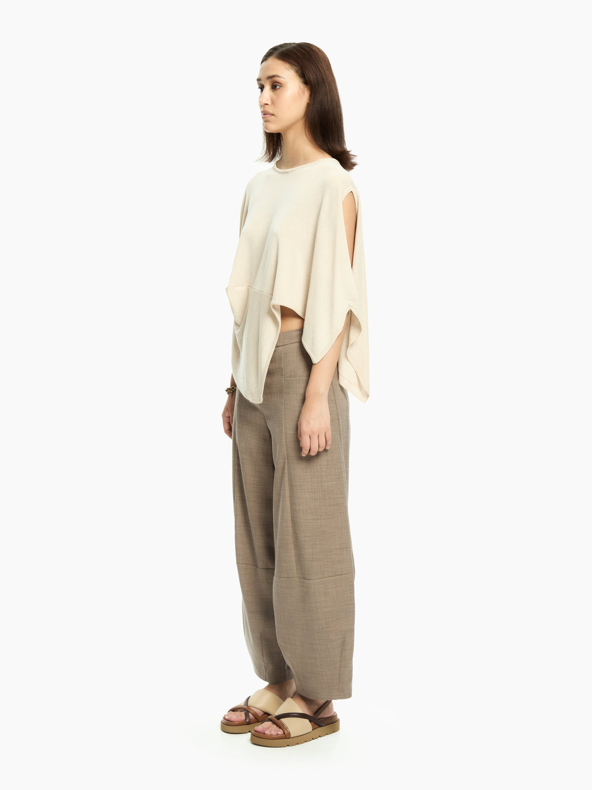 IXOS Top fluido con maniche aperte BEIGE