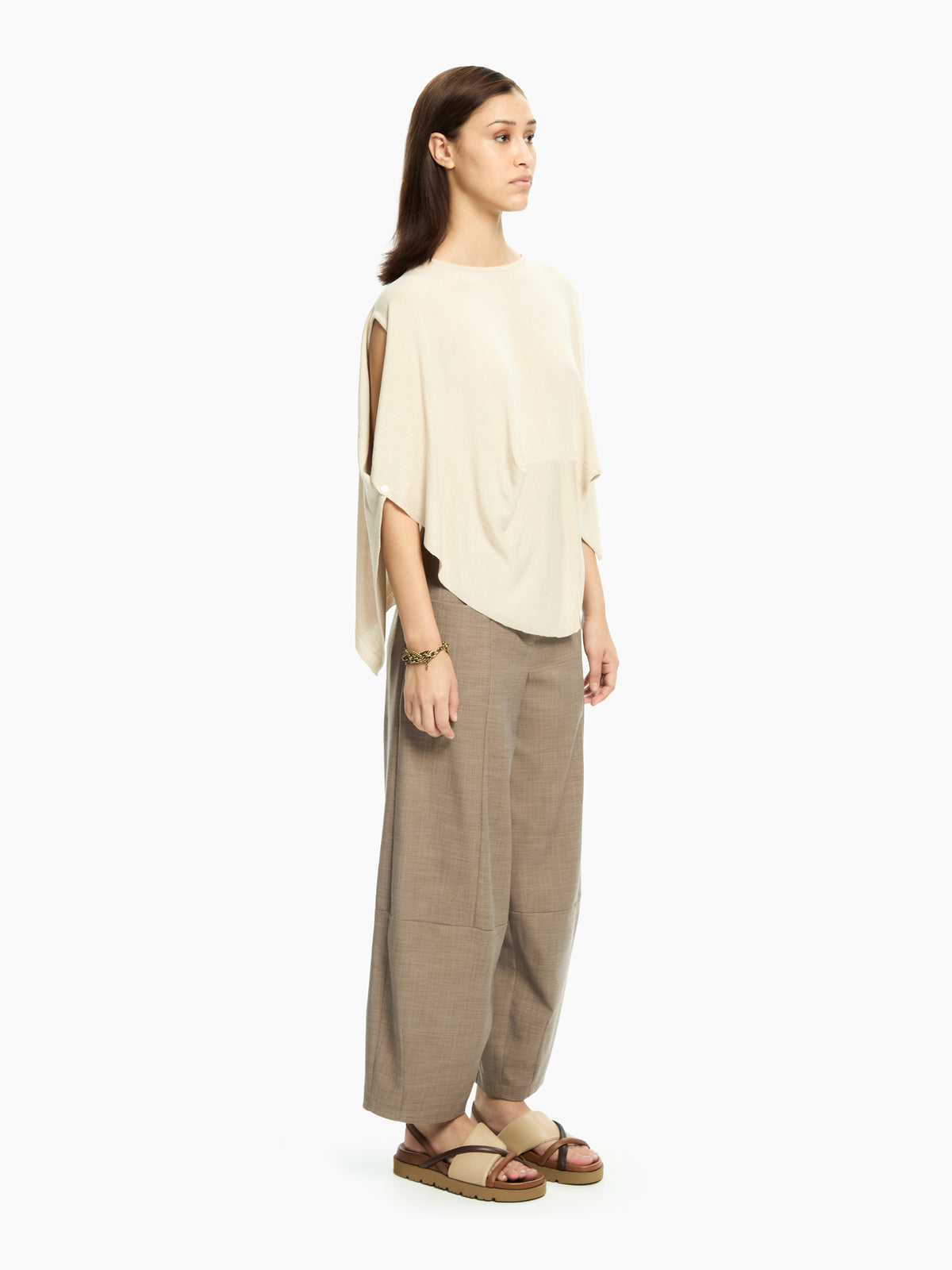 IXOS Top fluido con maniche aperte BEIGE