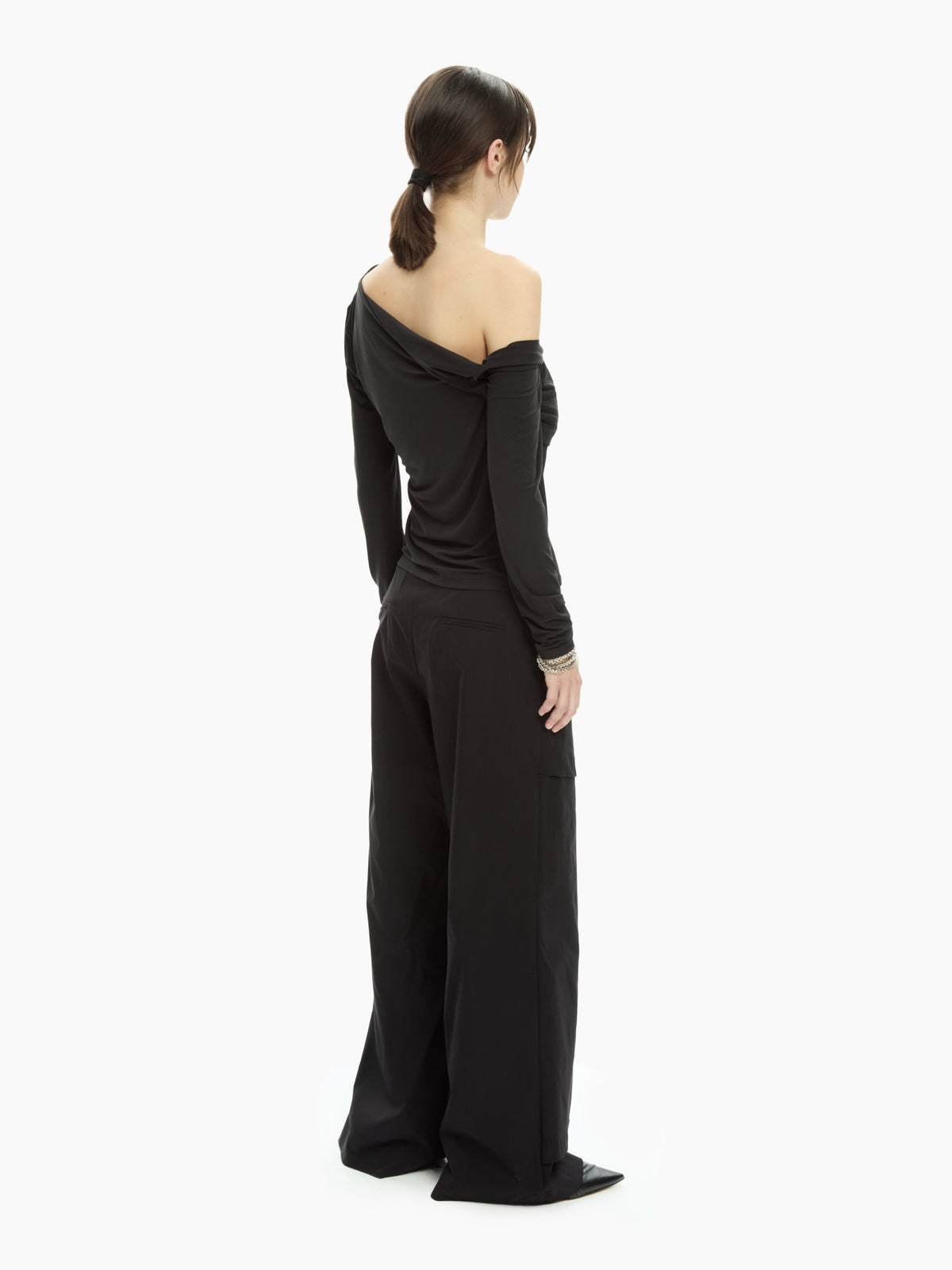 IXOS Top monospalla drappeggiato NERO