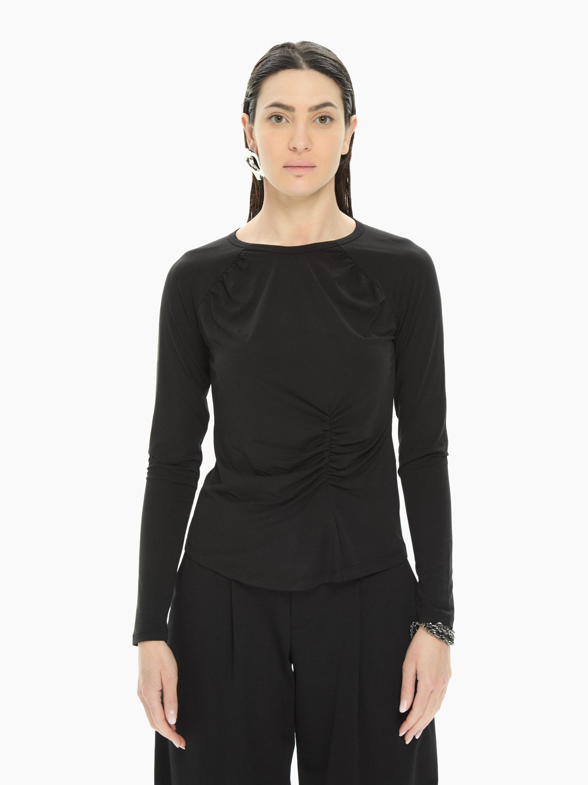 IXOS Top drappeggiato NERO