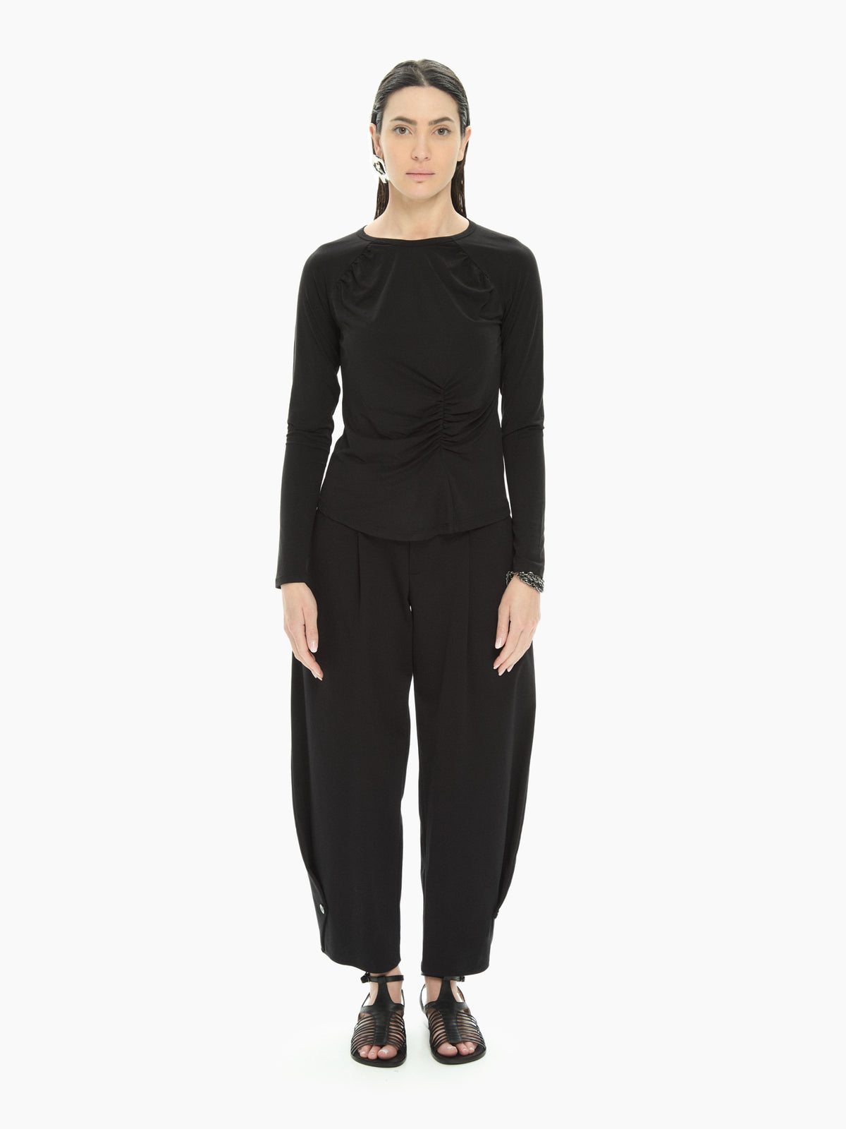 IXOS Top drappeggiato NERO