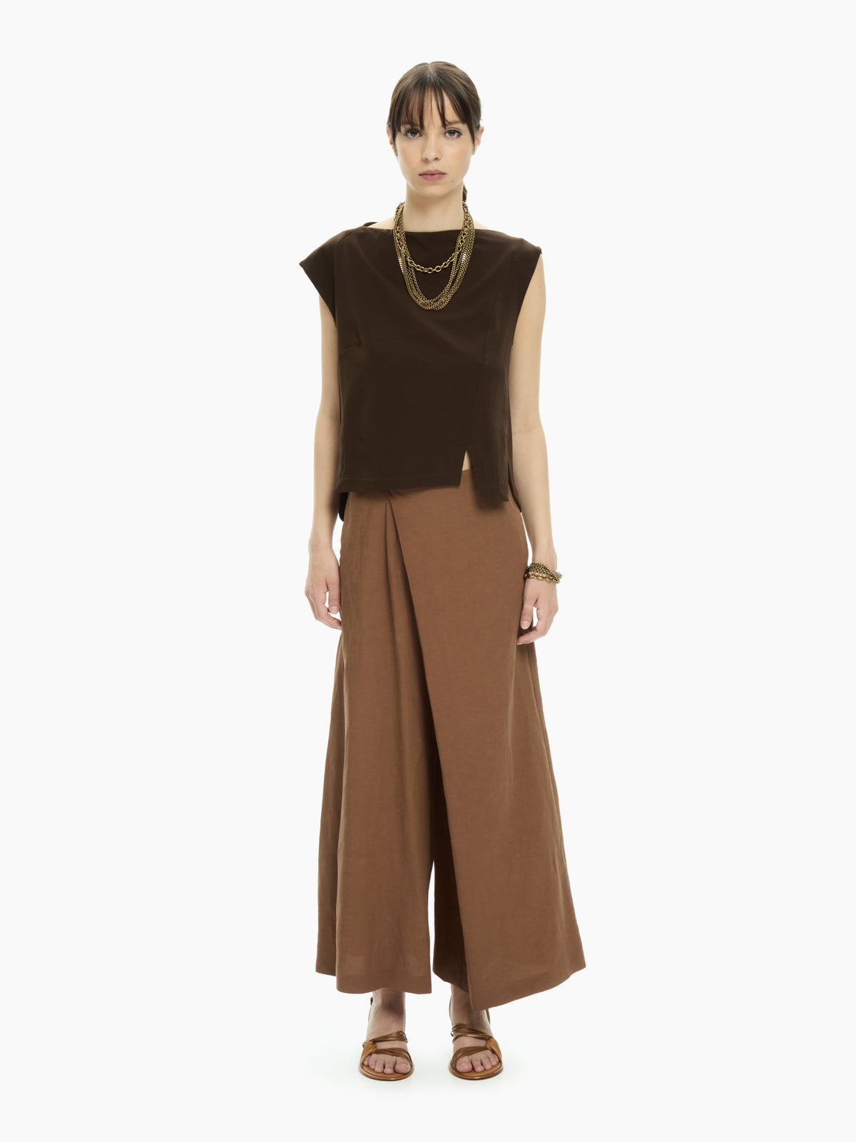 IXOS Top smanicato MARRONE