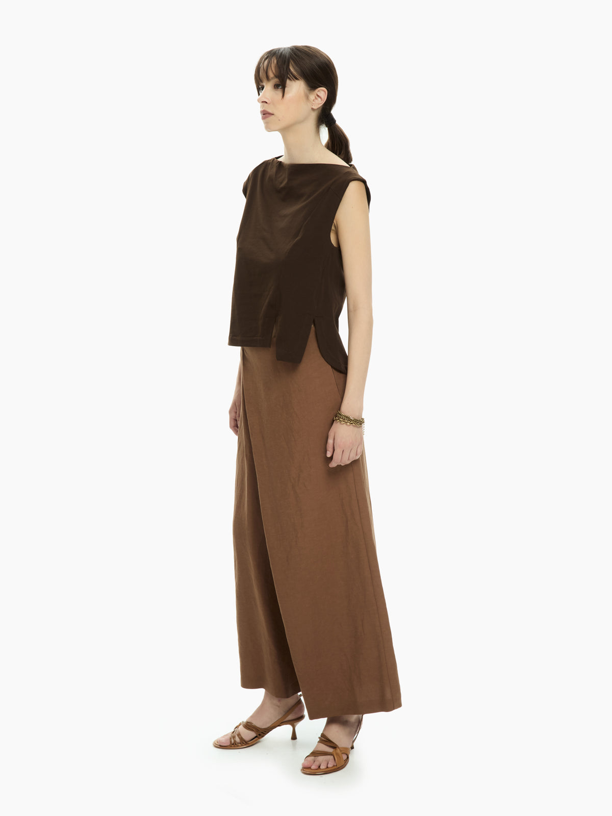 IXOS Top smanicato MARRONE