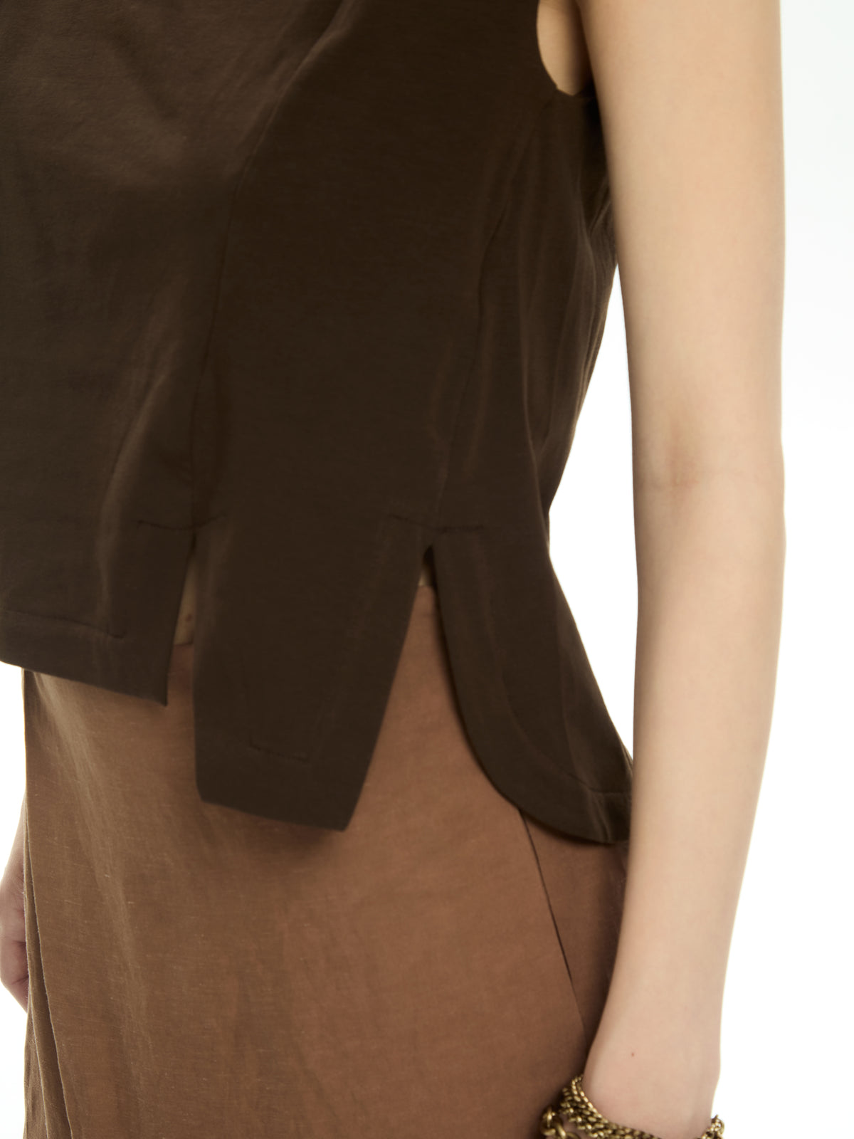 IXOS Top smanicato MARRONE