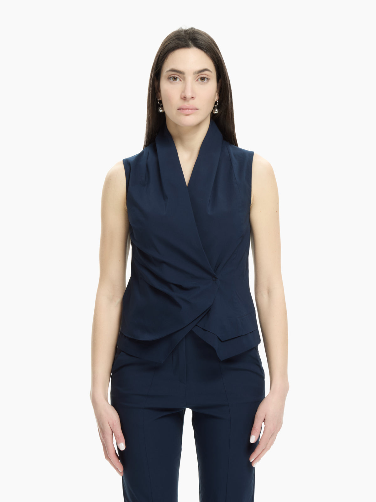 IXOS Top smanicato con scollo a rever BLU