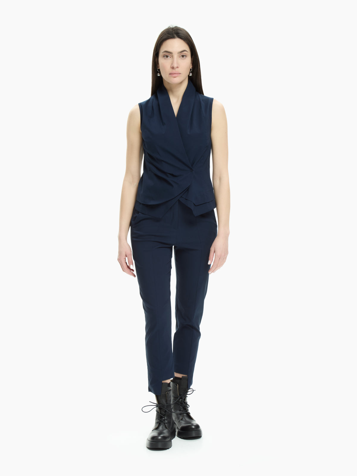 IXOS Top smanicato con scollo a rever BLU