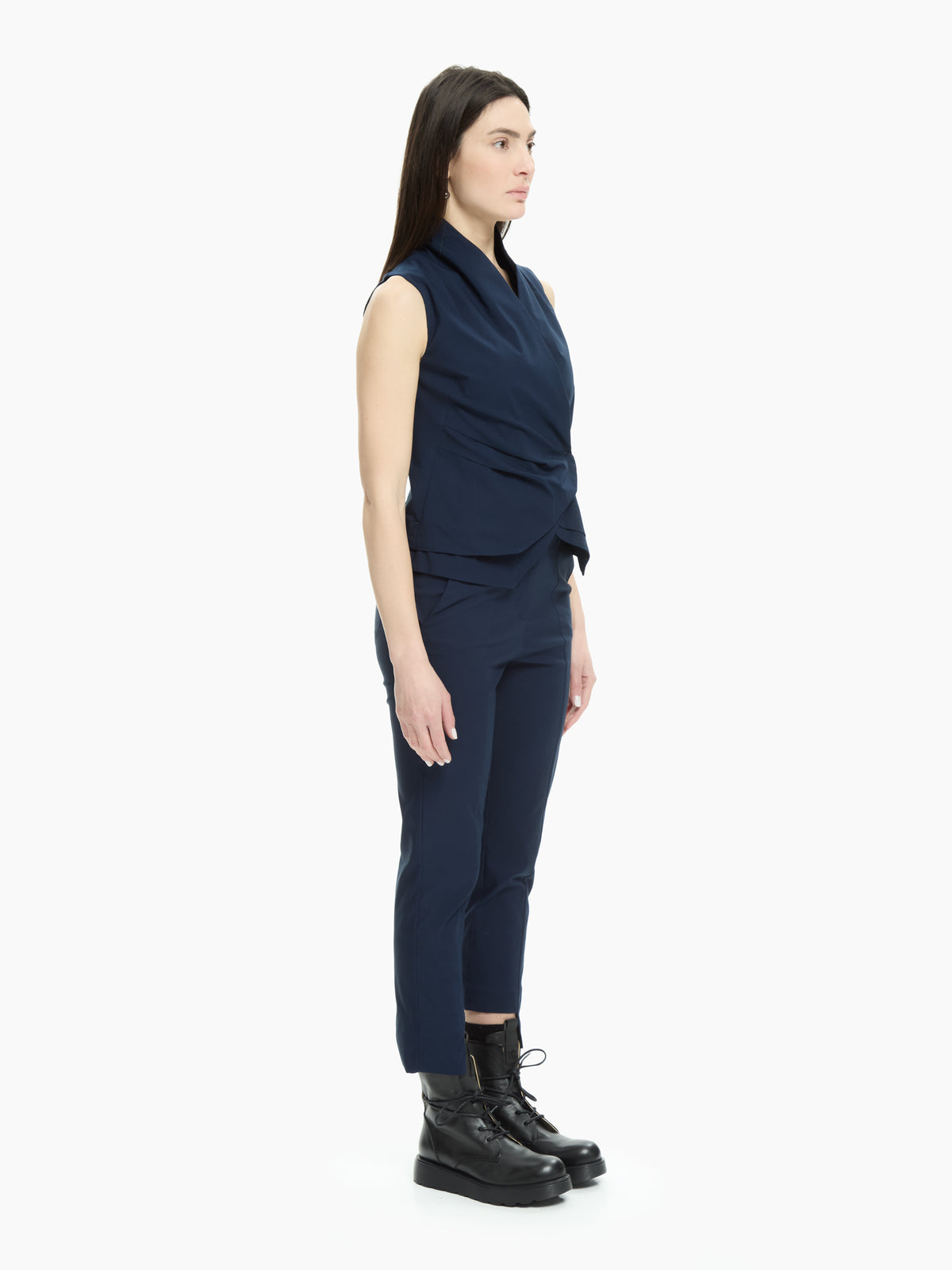 IXOS Top smanicato con scollo a rever BLU