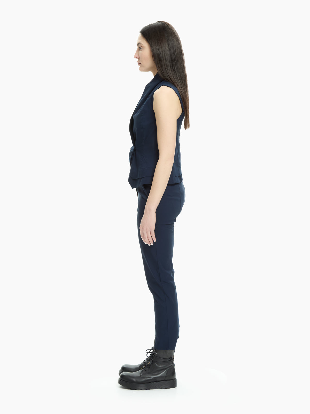 IXOS Top smanicato con scollo a rever BLU