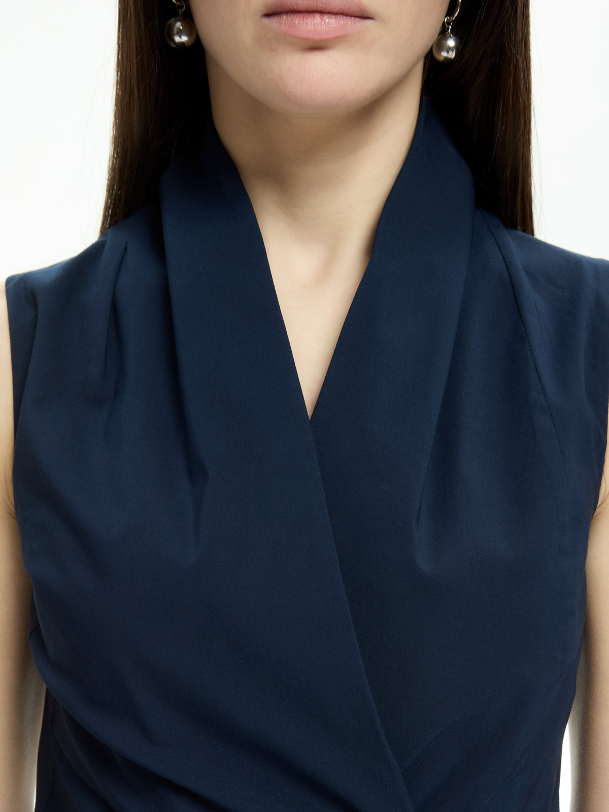IXOS Top smanicato con scollo a rever BLU
