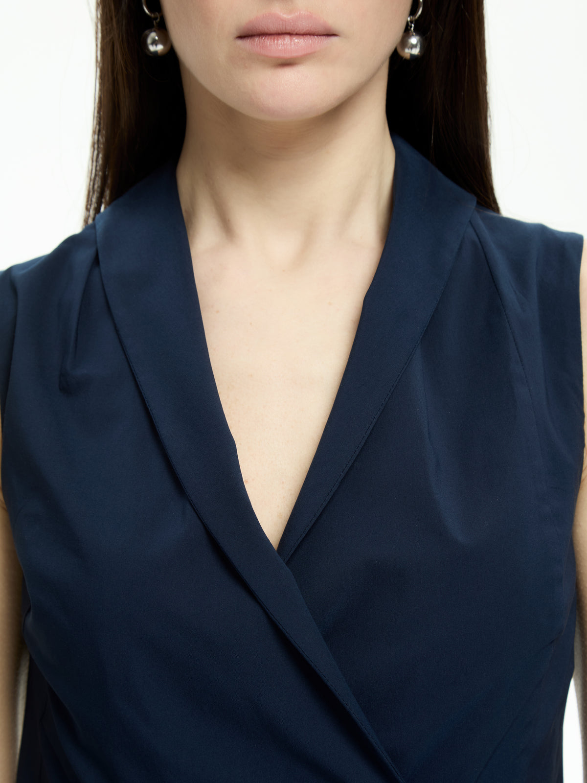 IXOS Top smanicato con scollo a rever BLU