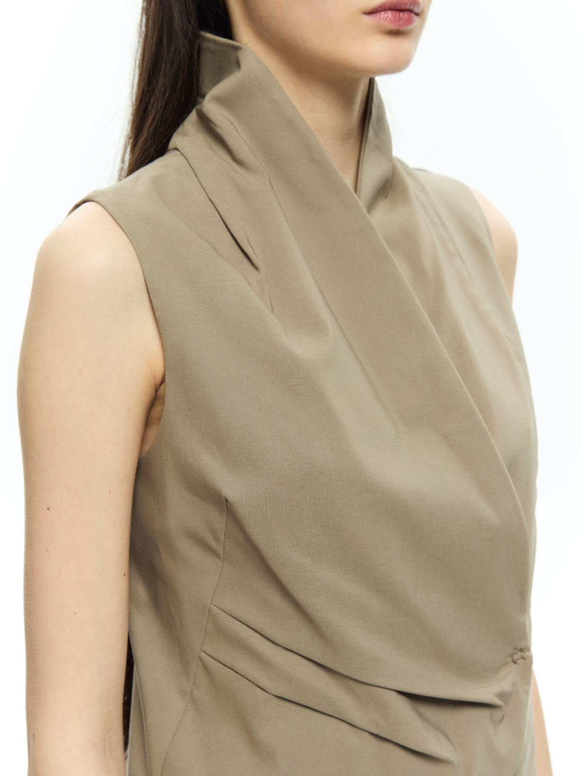 IXOS Top smanicato con scollo a rever TORTORA