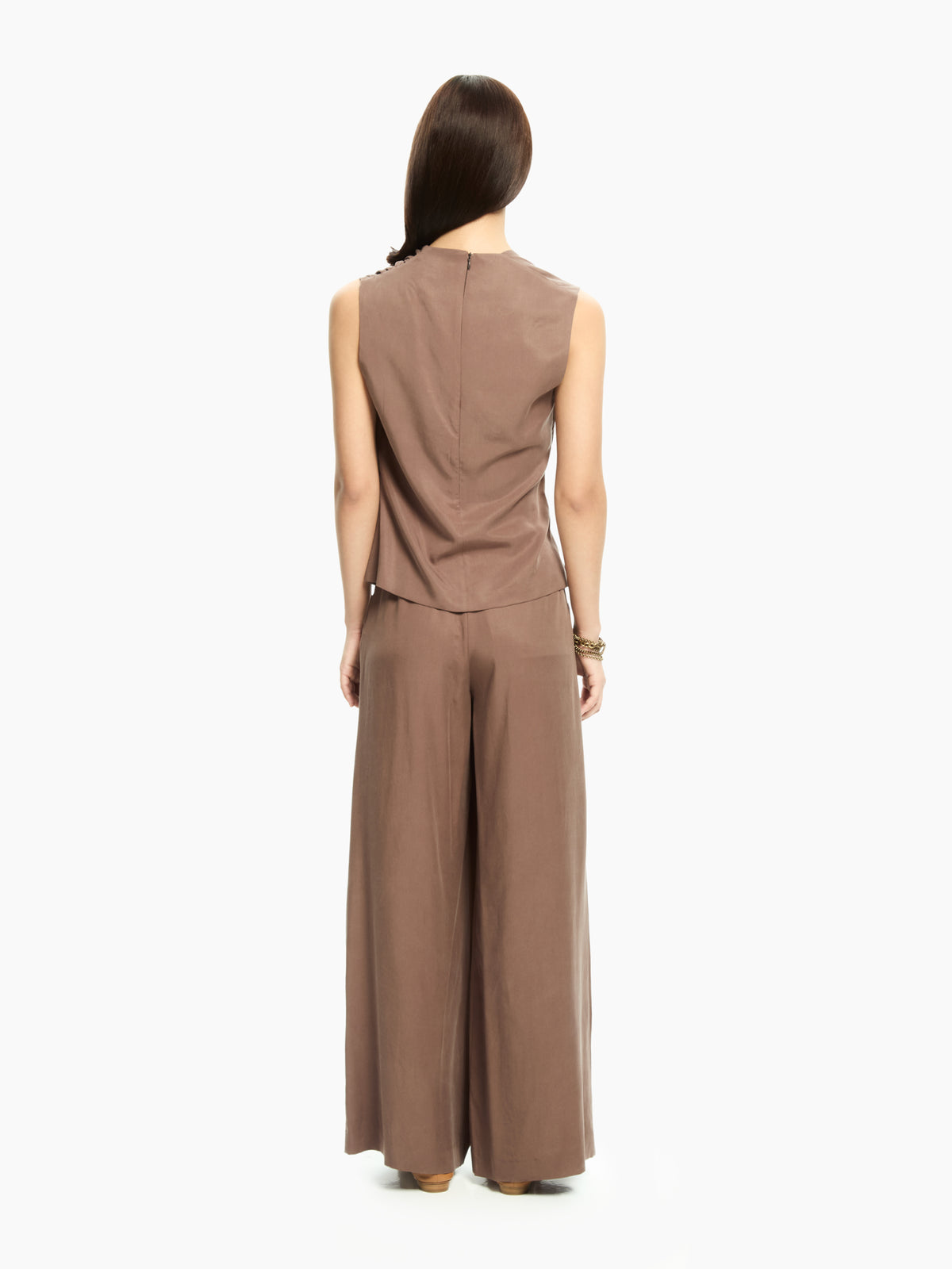 IXOS Top drappeggiato asimmetrico MARRONE