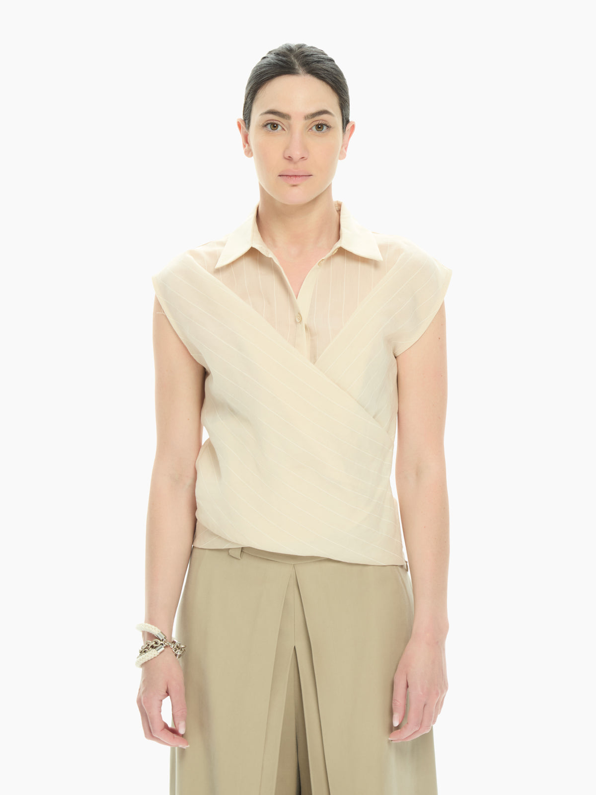 IXOS Top con inserto camicia BEIGE