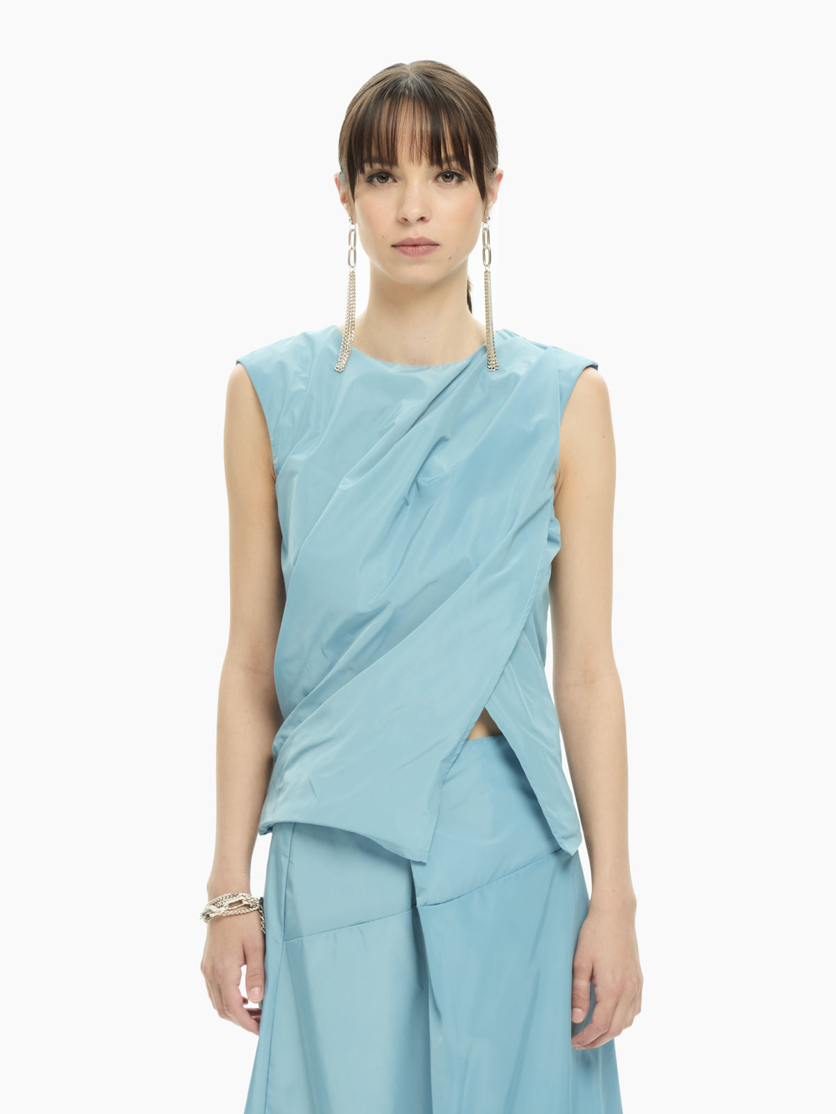 IXOS Top drappeggiato CELESTE