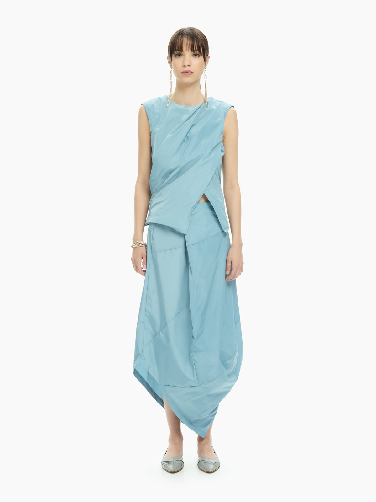 IXOS Top drappeggiato CELESTE