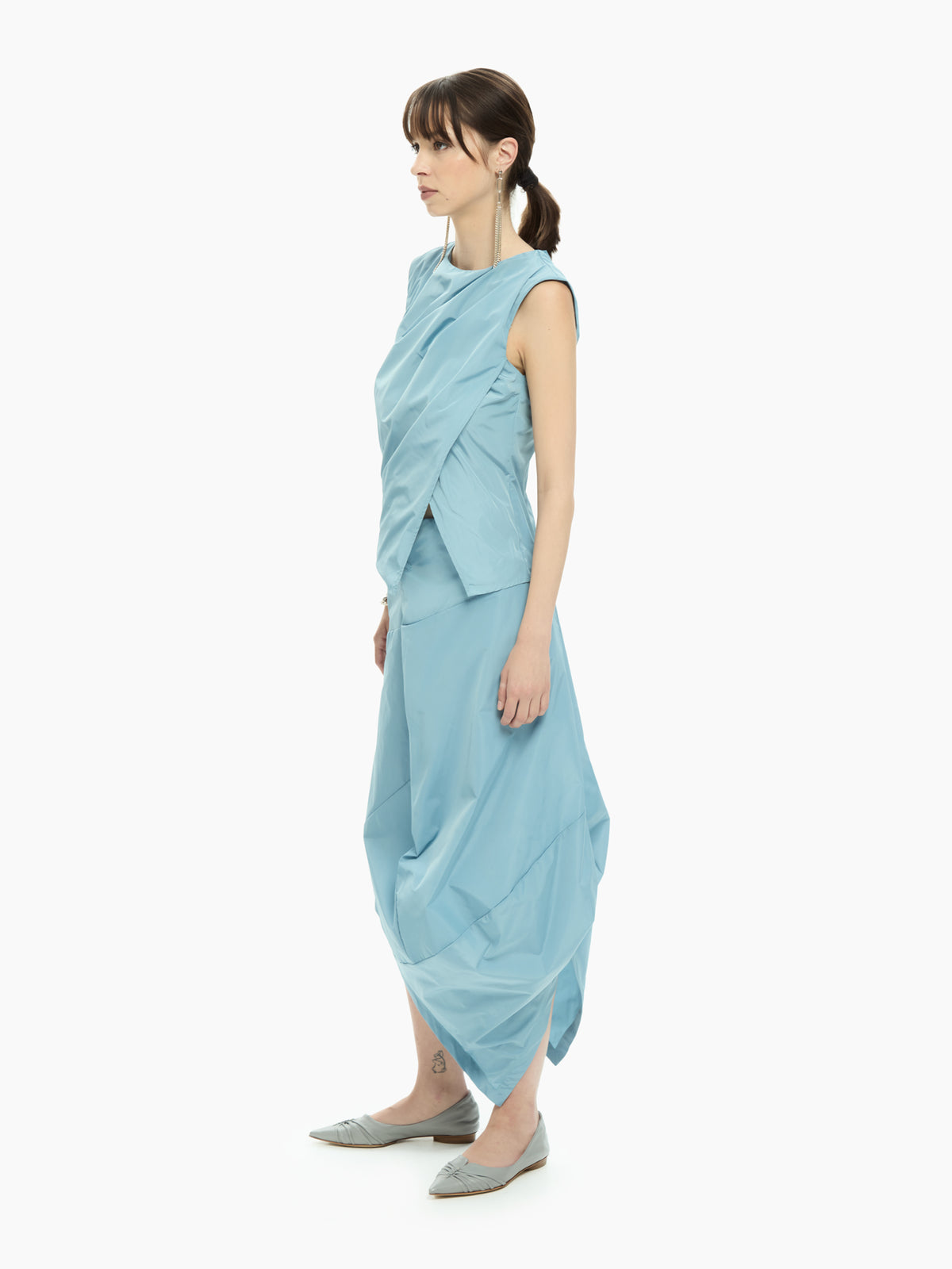 IXOS Top drappeggiato CELESTE