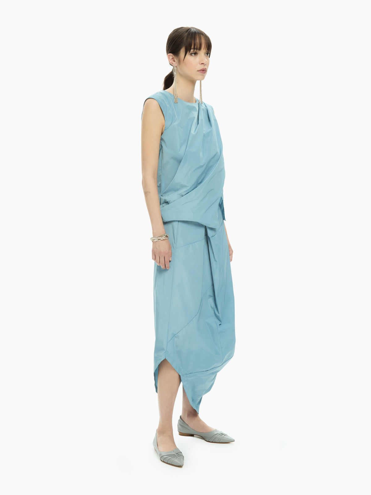IXOS Top drappeggiato CELESTE