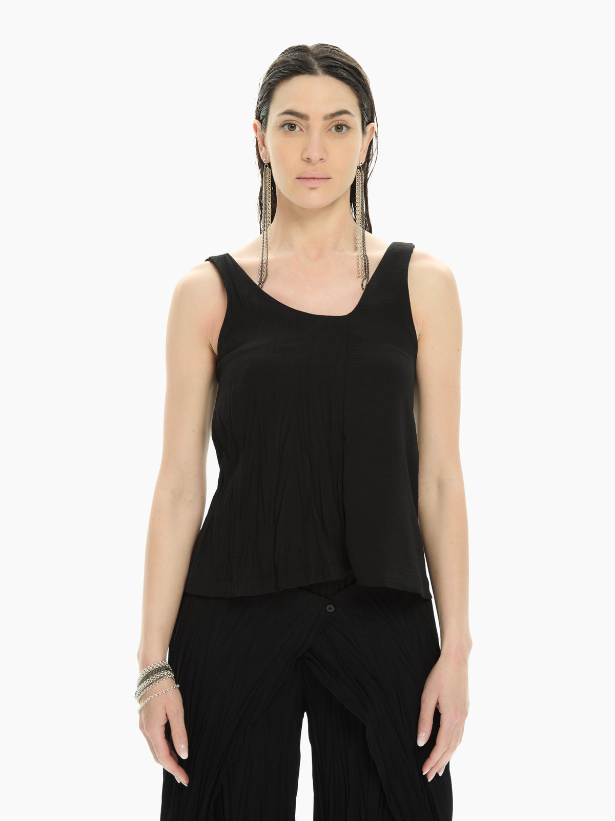 IXOS Top drappeggiato NERO