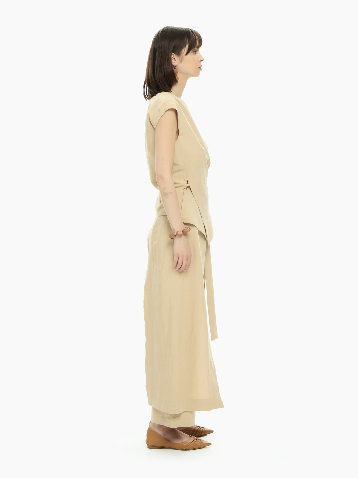 IXOS Top smanicato con pannelli sovrapposti BEIGE