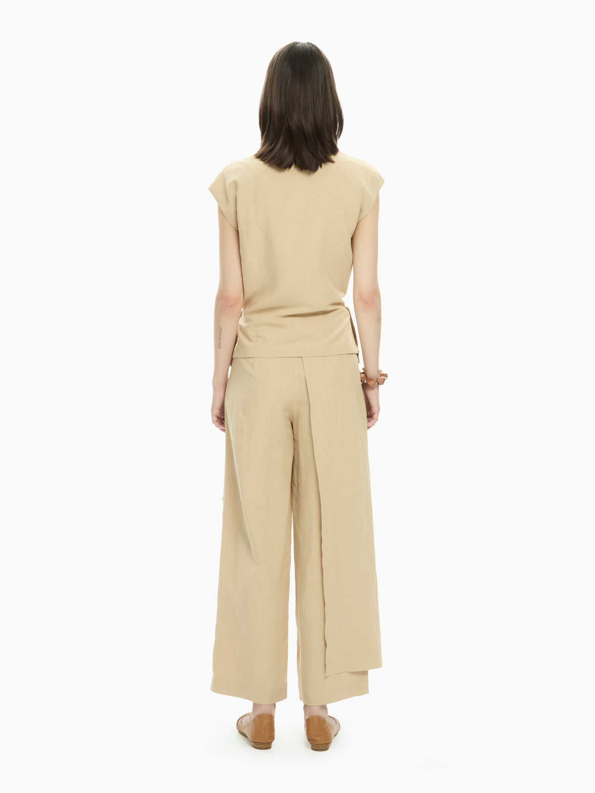 IXOS Top smanicato con pannelli sovrapposti BEIGE