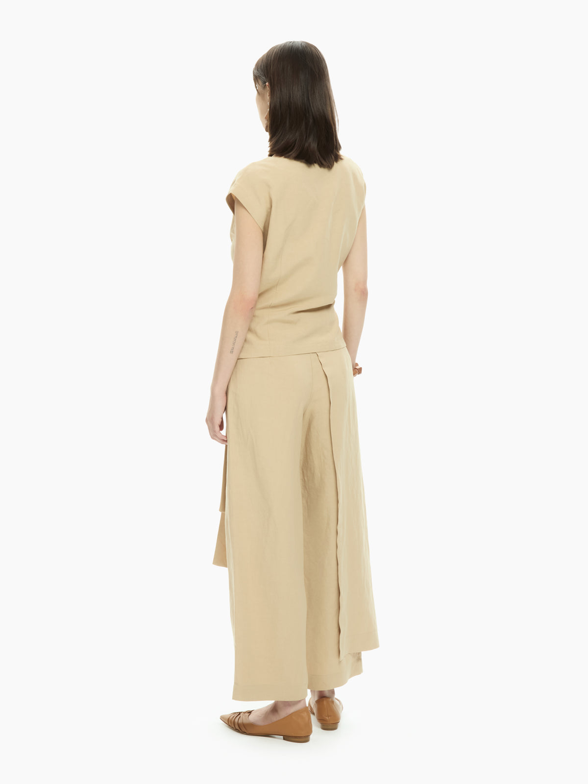 IXOS Top smanicato con pannelli sovrapposti BEIGE