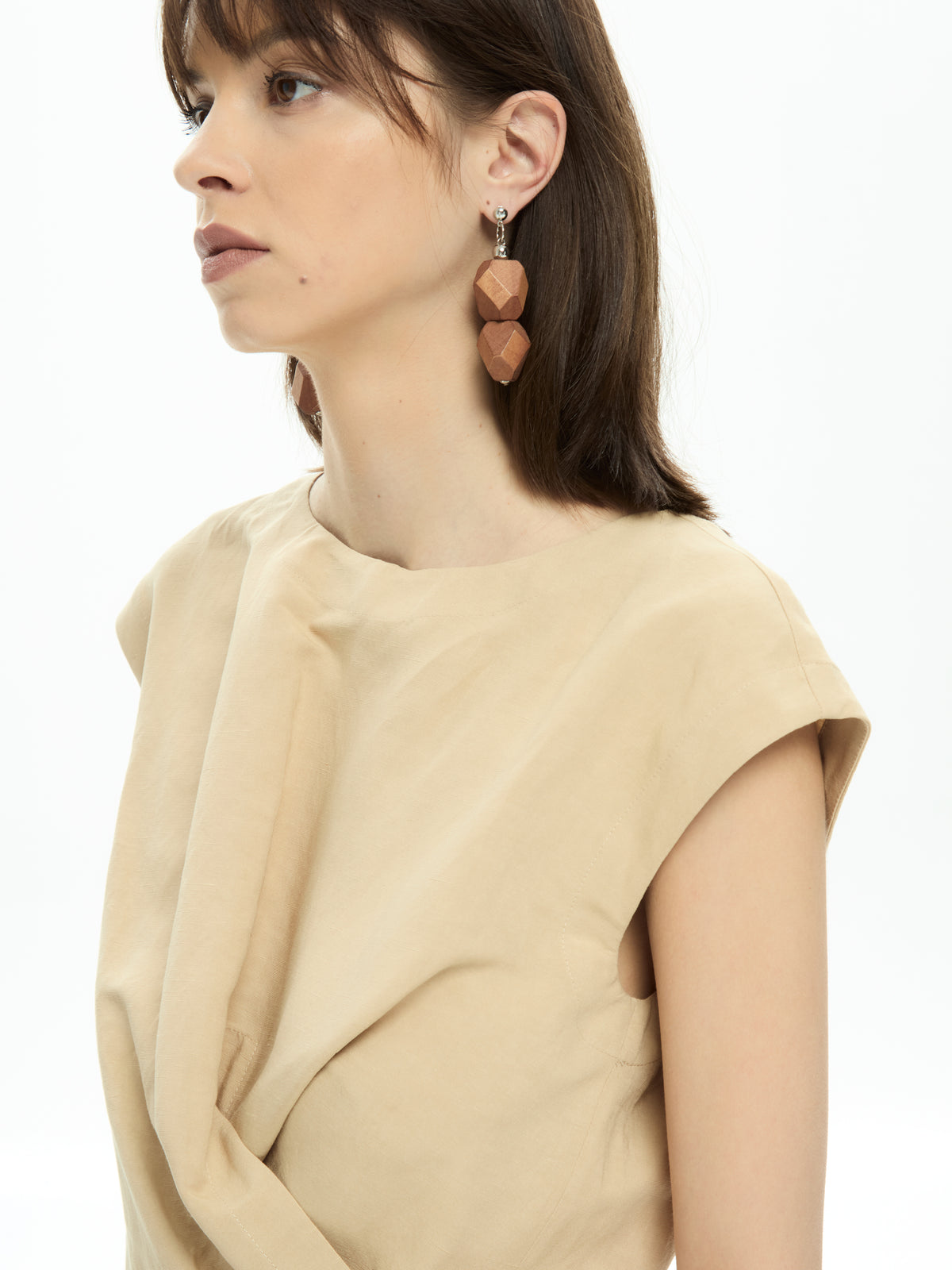 IXOS Top smanicato con pannelli sovrapposti BEIGE