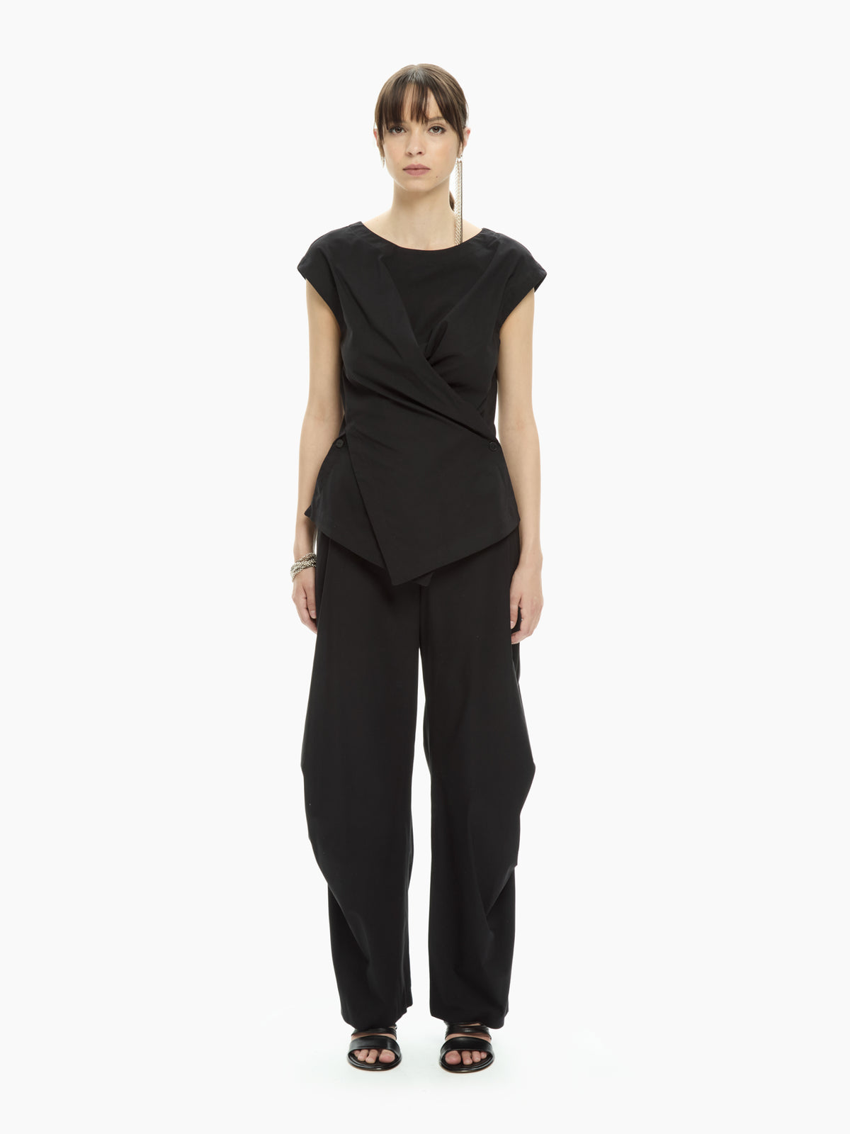 IXOS Top smanicato drappeggiato NERO