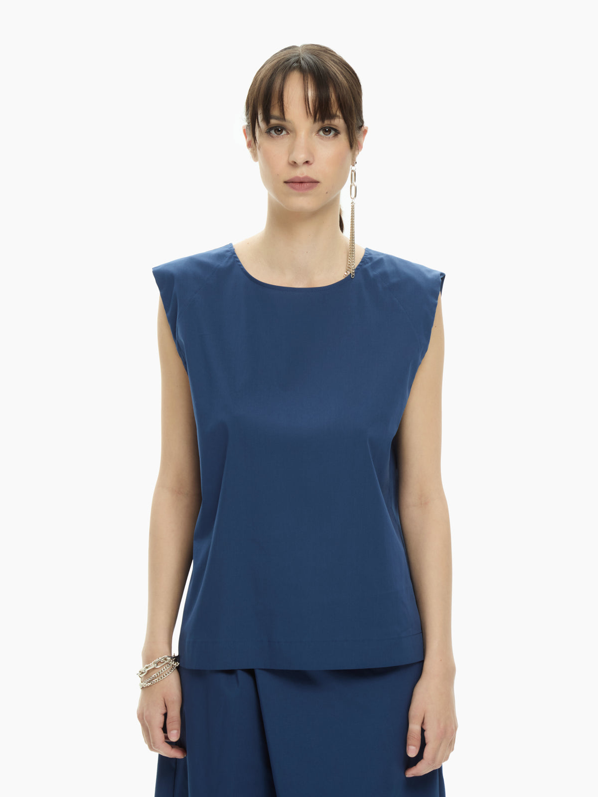 IXOS Top smanicato con scollo a V sul retro BLU