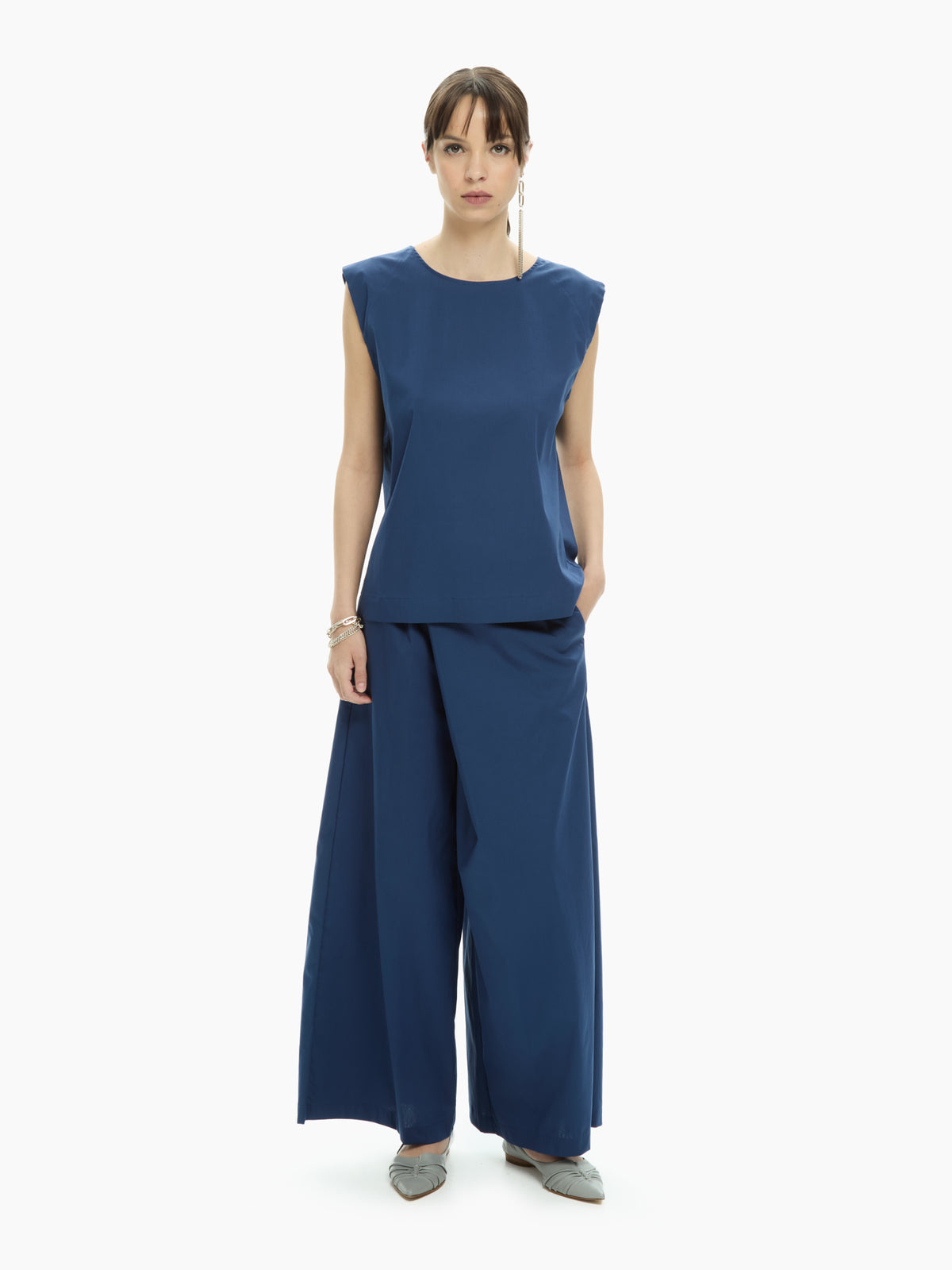 IXOS Top smanicato con scollo a V sul retro BLU