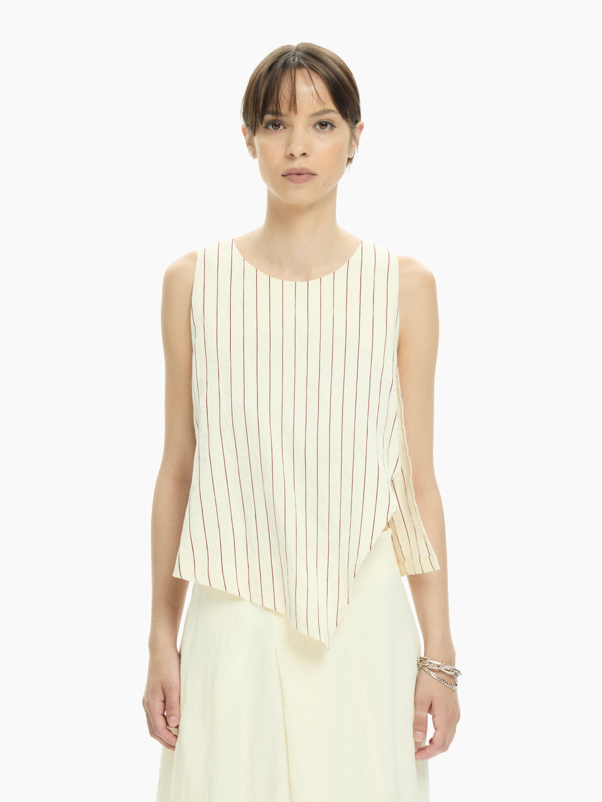 IXOS Top smanicato rigato BEIGE