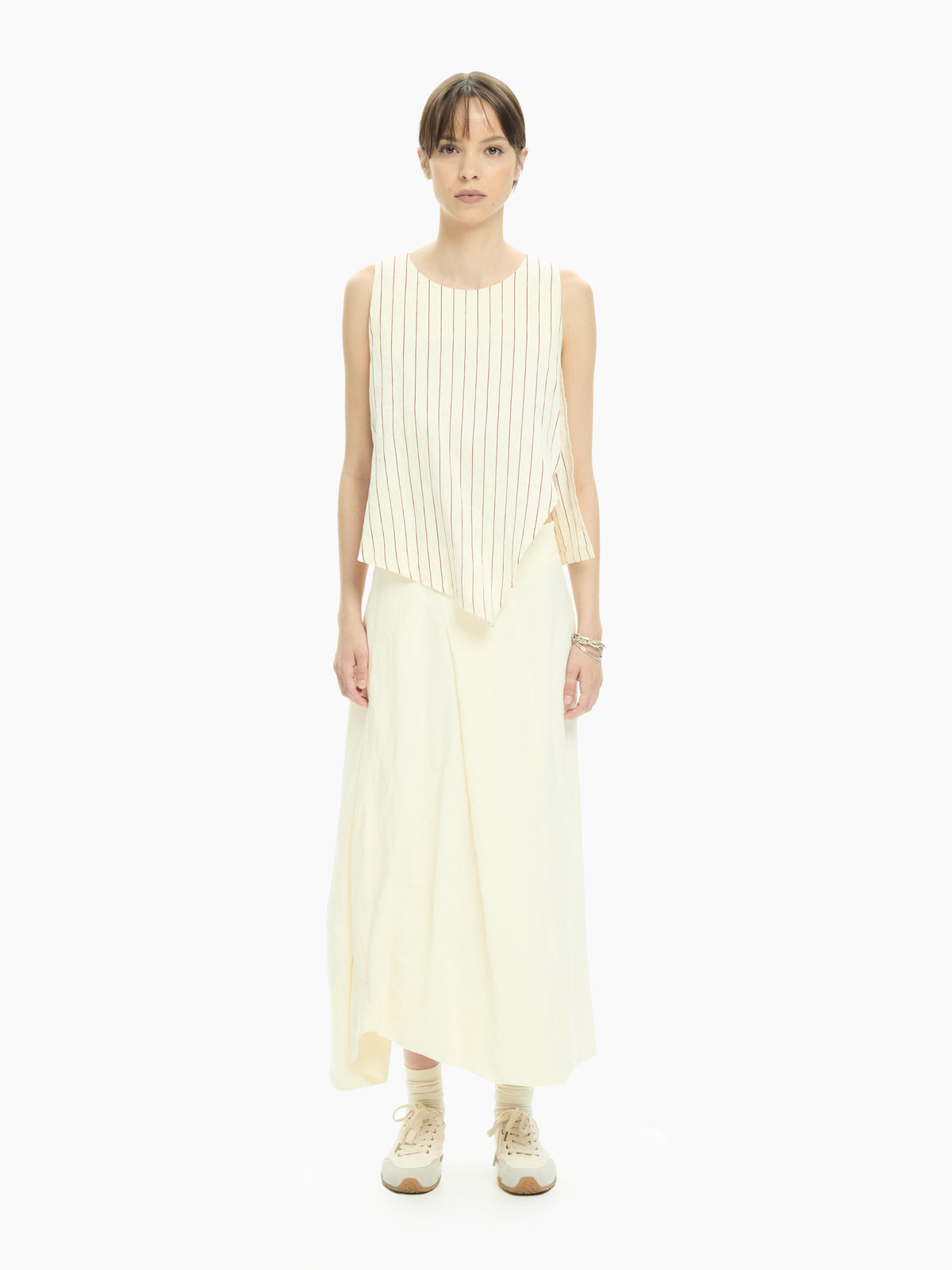 IXOS Top smanicato rigato BEIGE