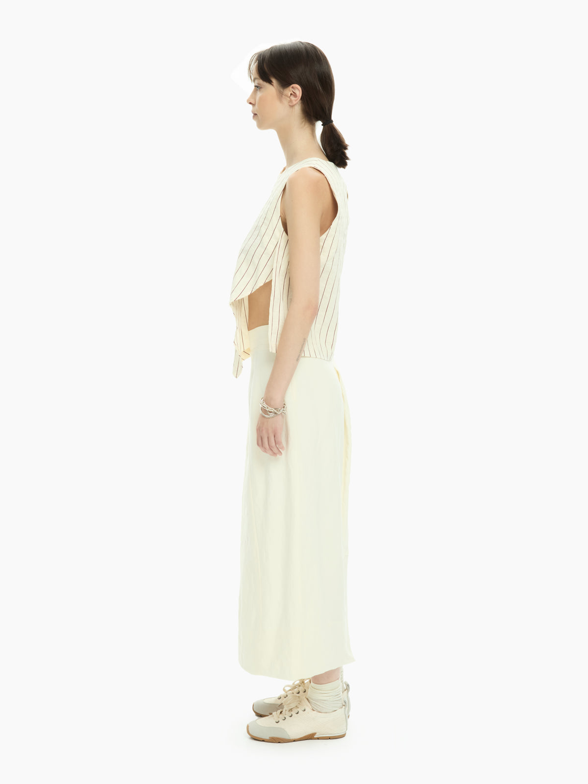 IXOS Top smanicato rigato BEIGE