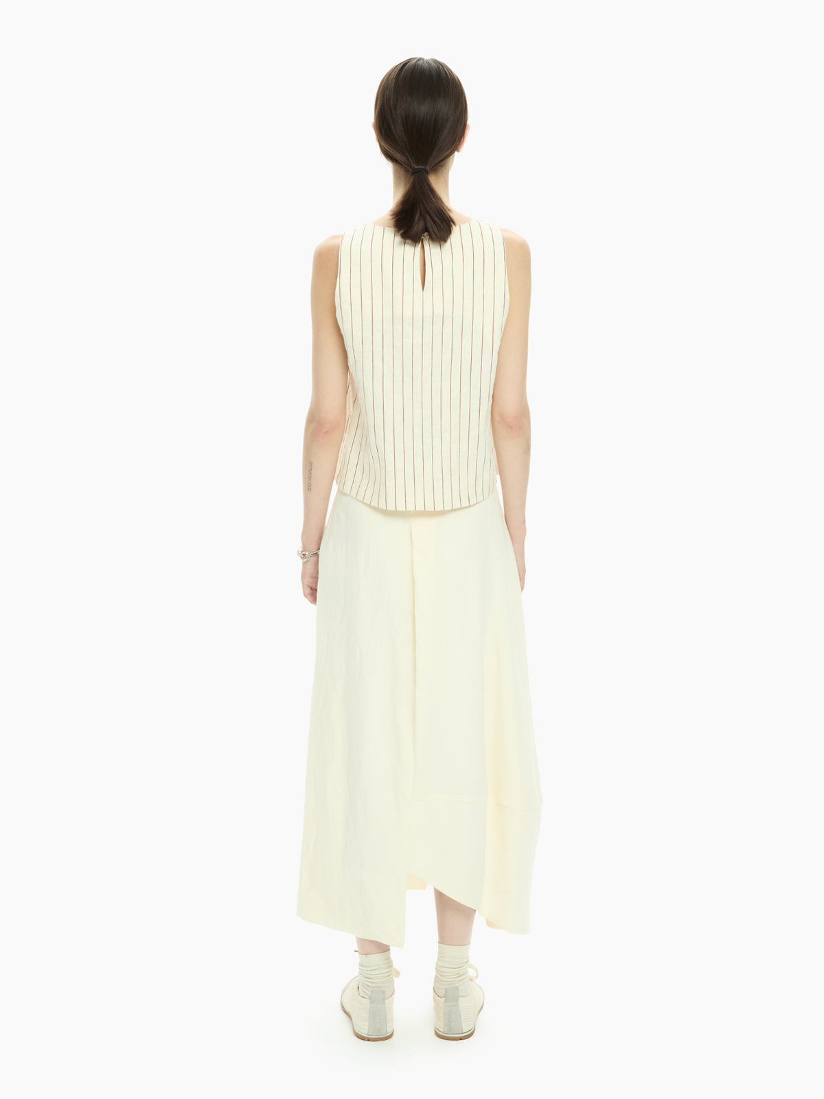 IXOS Top smanicato rigato BEIGE