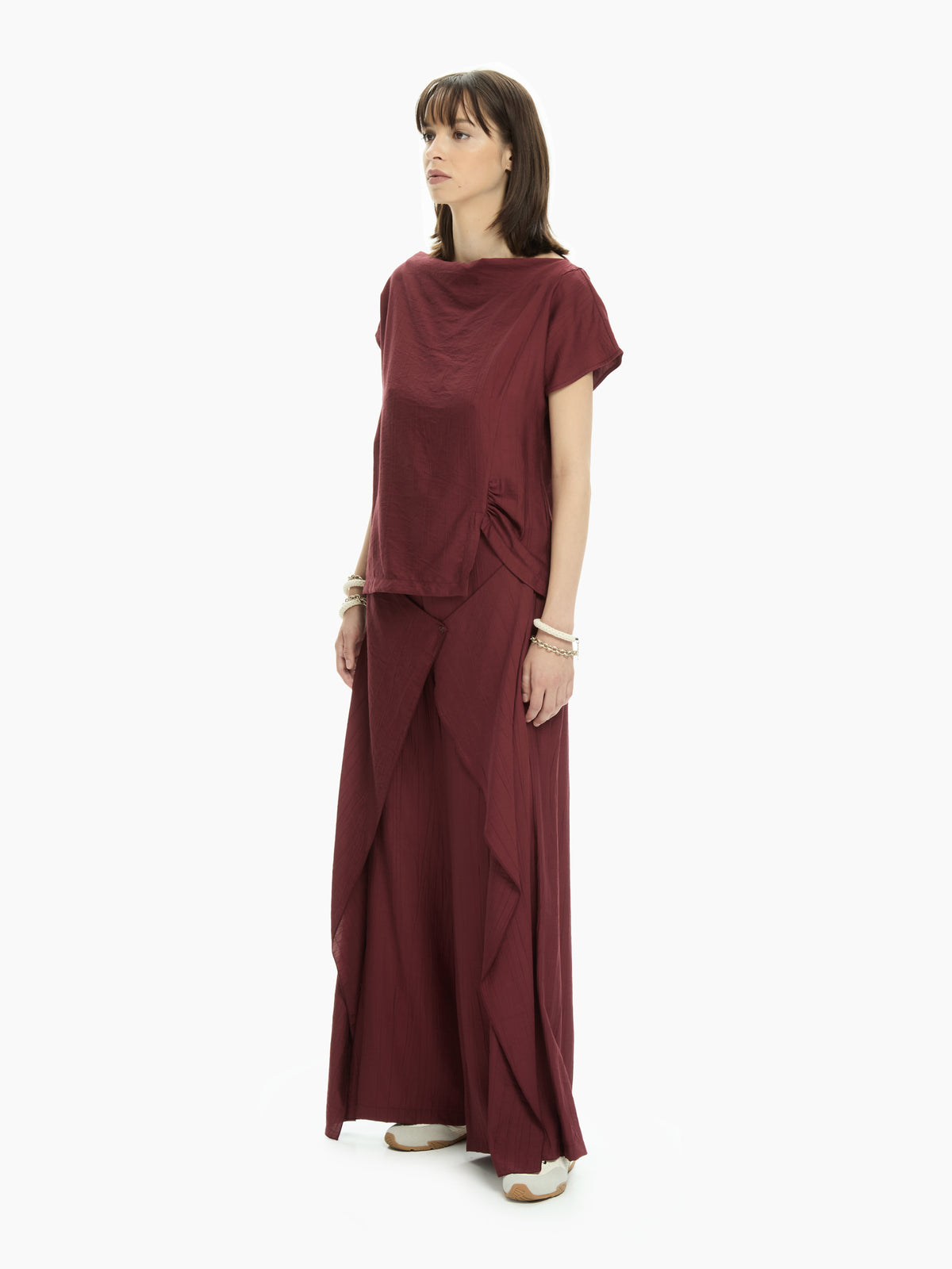 IXOS Top smanicato con arriccio laterale BEIGE