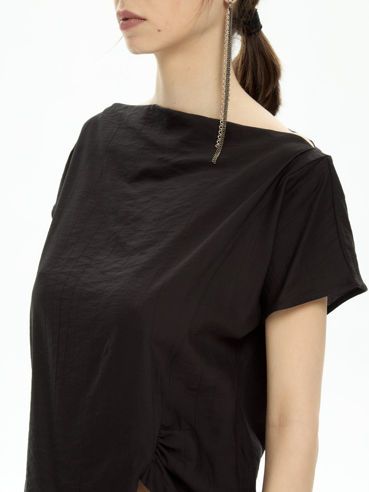 IXOS Top smanicato con arriccio laterale NERO