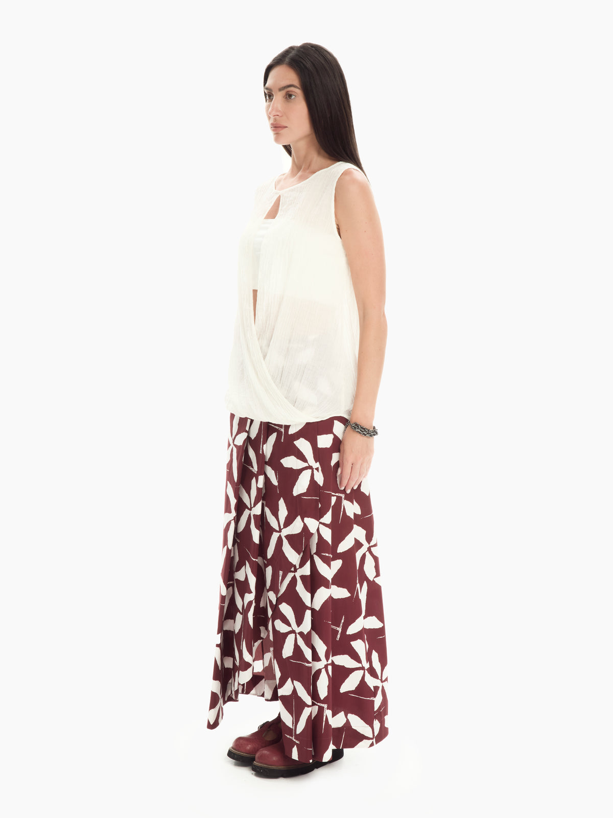 IXOS Top drappeggiato con apertura CELESTE