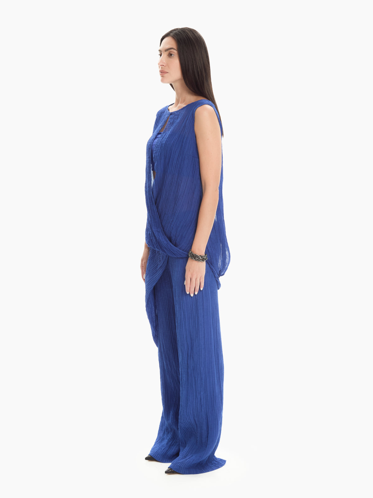 IXOS Top drappeggiato con apertura BLU