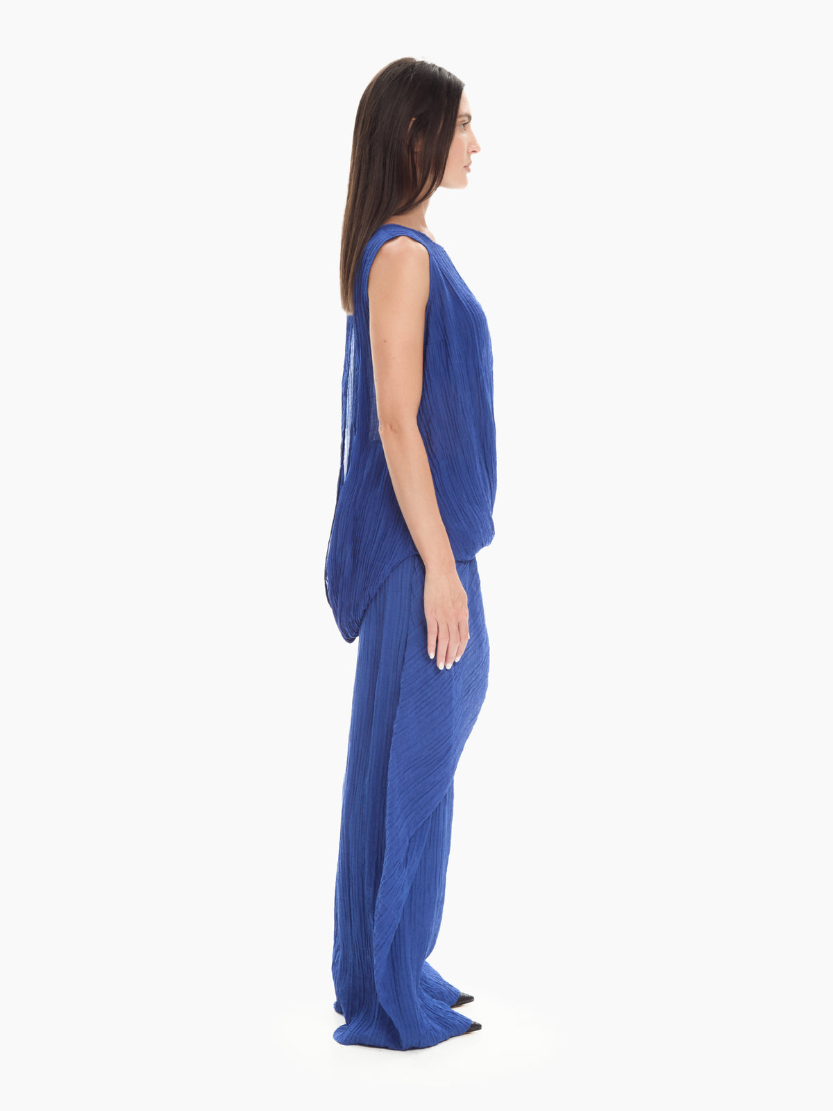IXOS Top drappeggiato con apertura BLU
