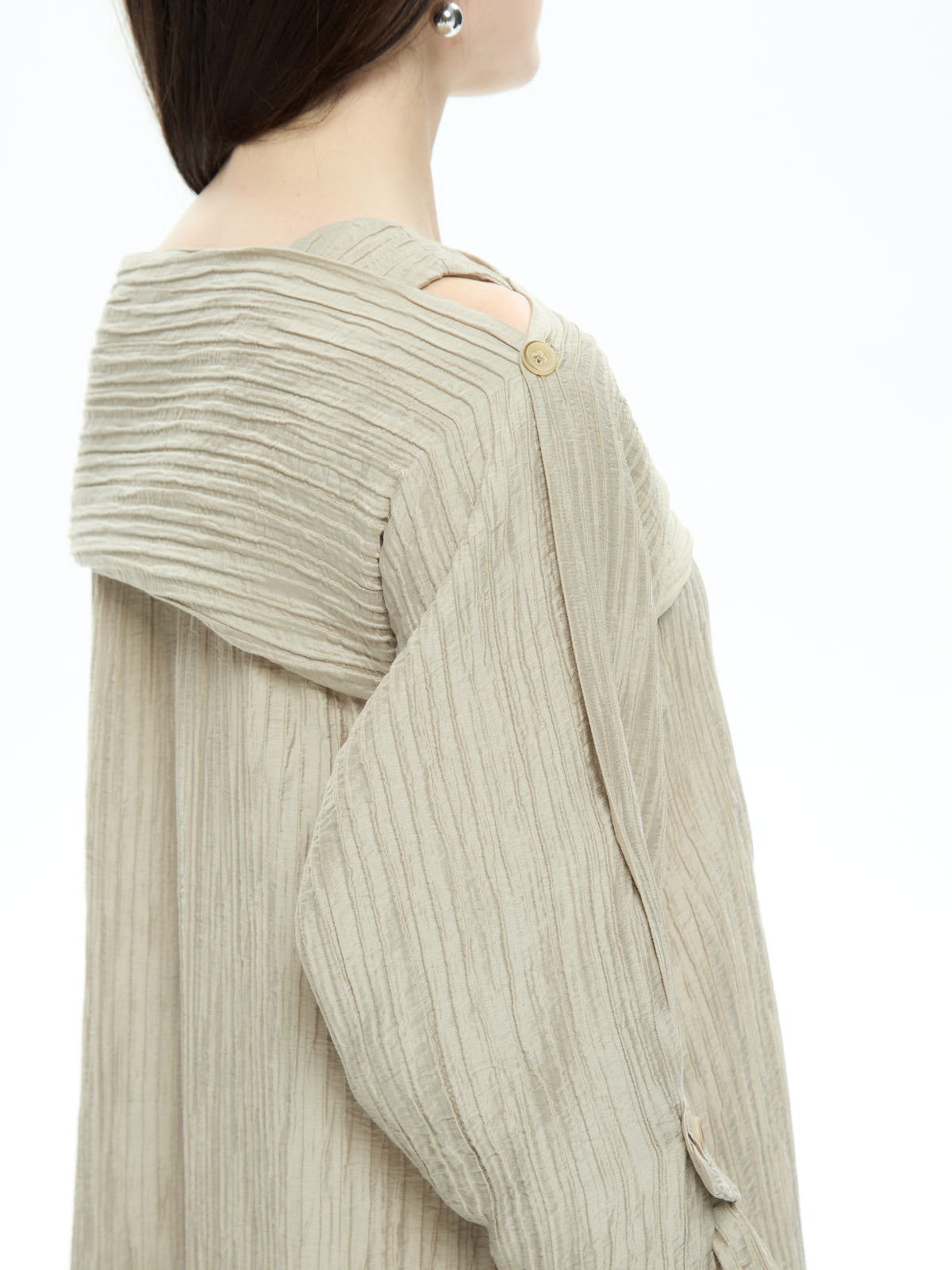 IXOS Abito lungo plissé con scollo drappeggiato BEIGE
