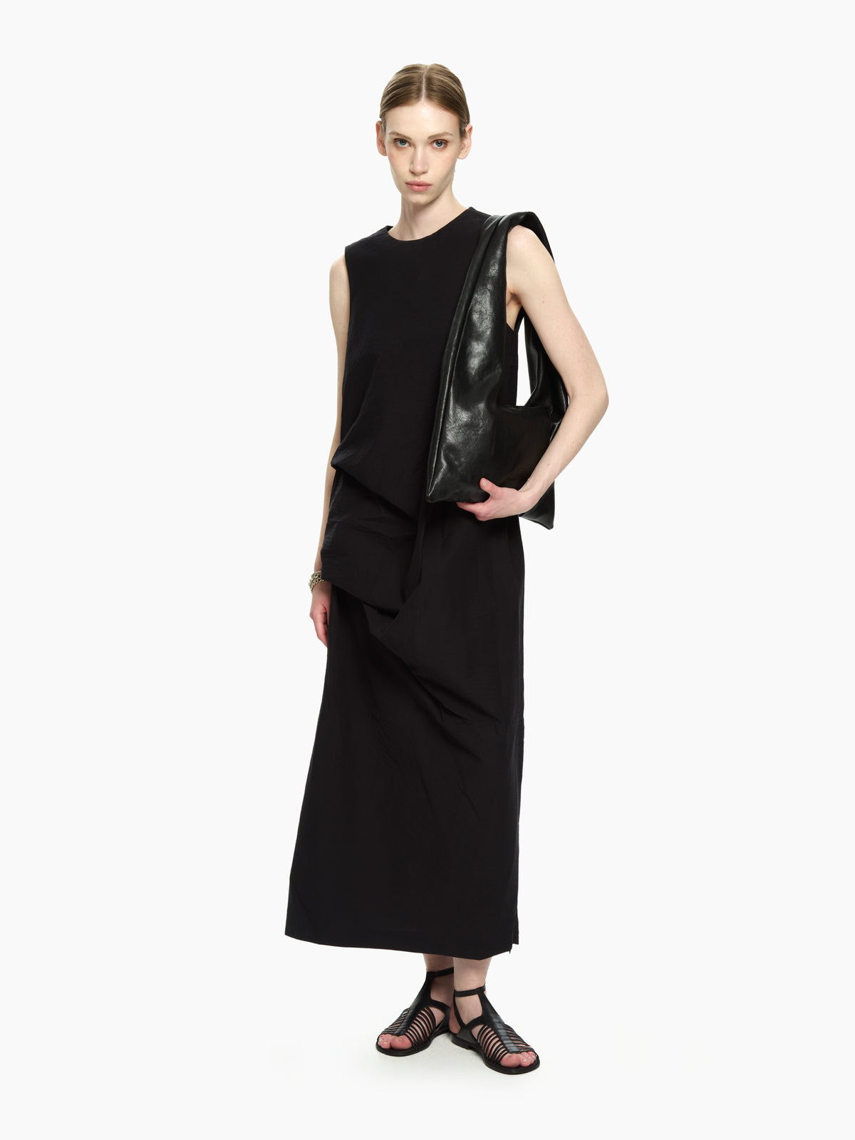 IXOS Abito con drappeggio asimmetrico NERO