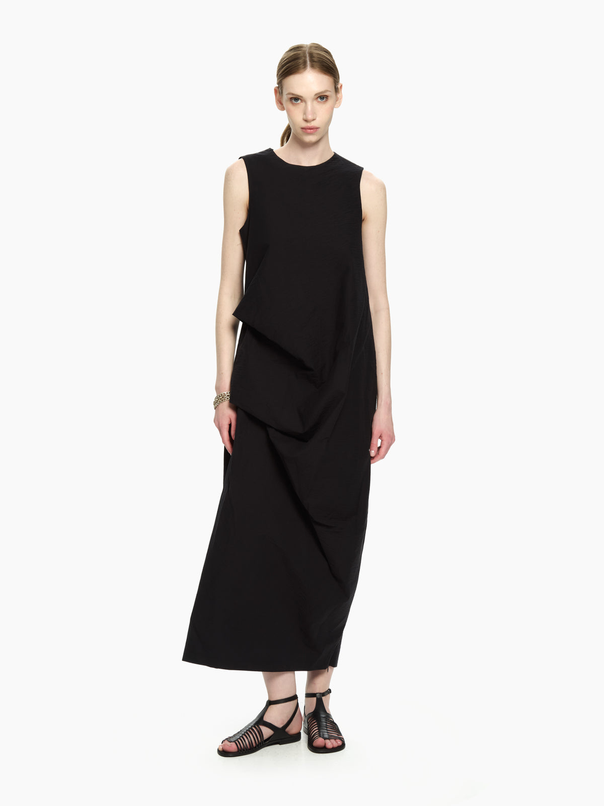 IXOS Abito con drappeggio asimmetrico NERO