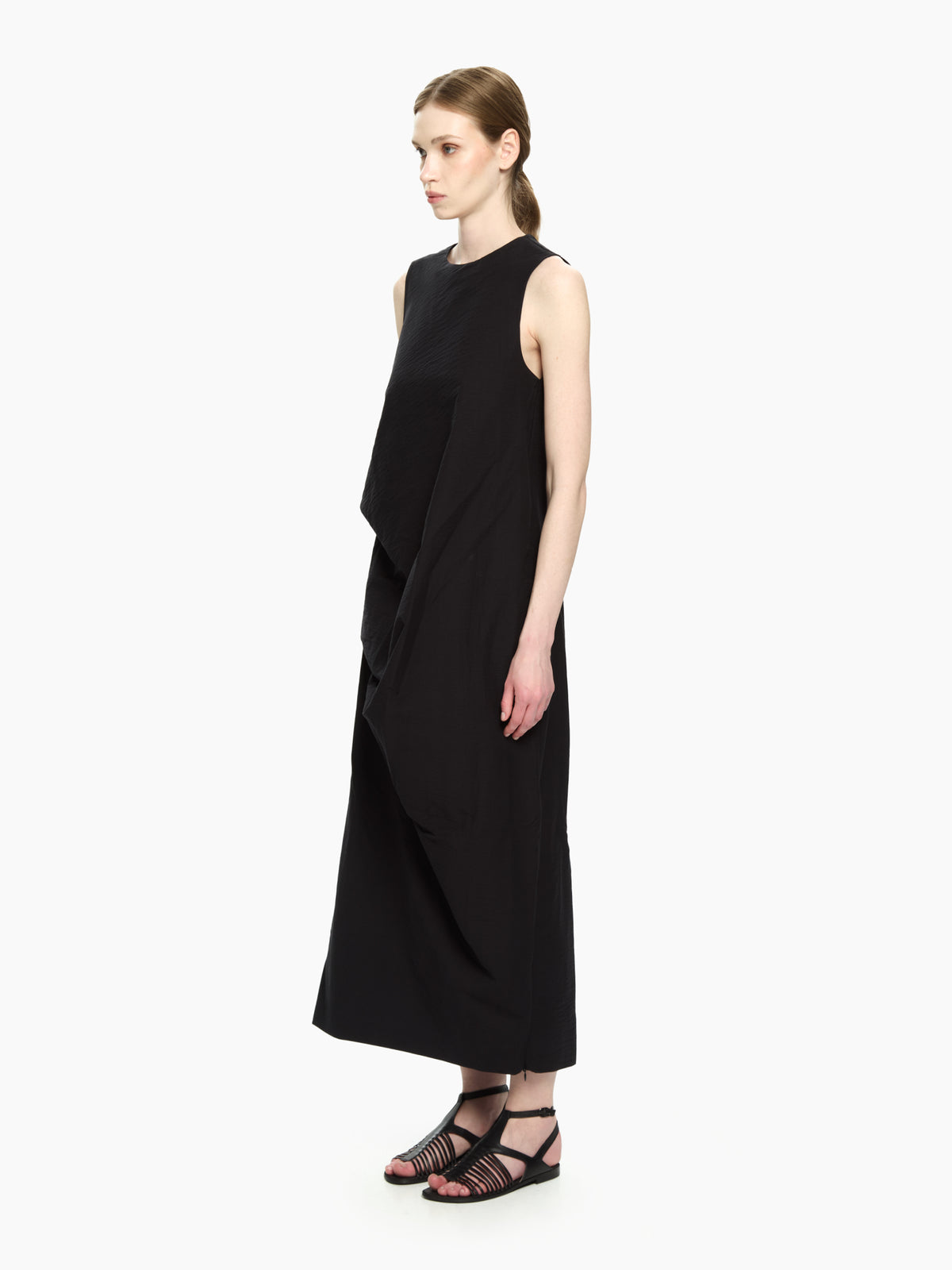 IXOS Abito con drappeggio asimmetrico NERO