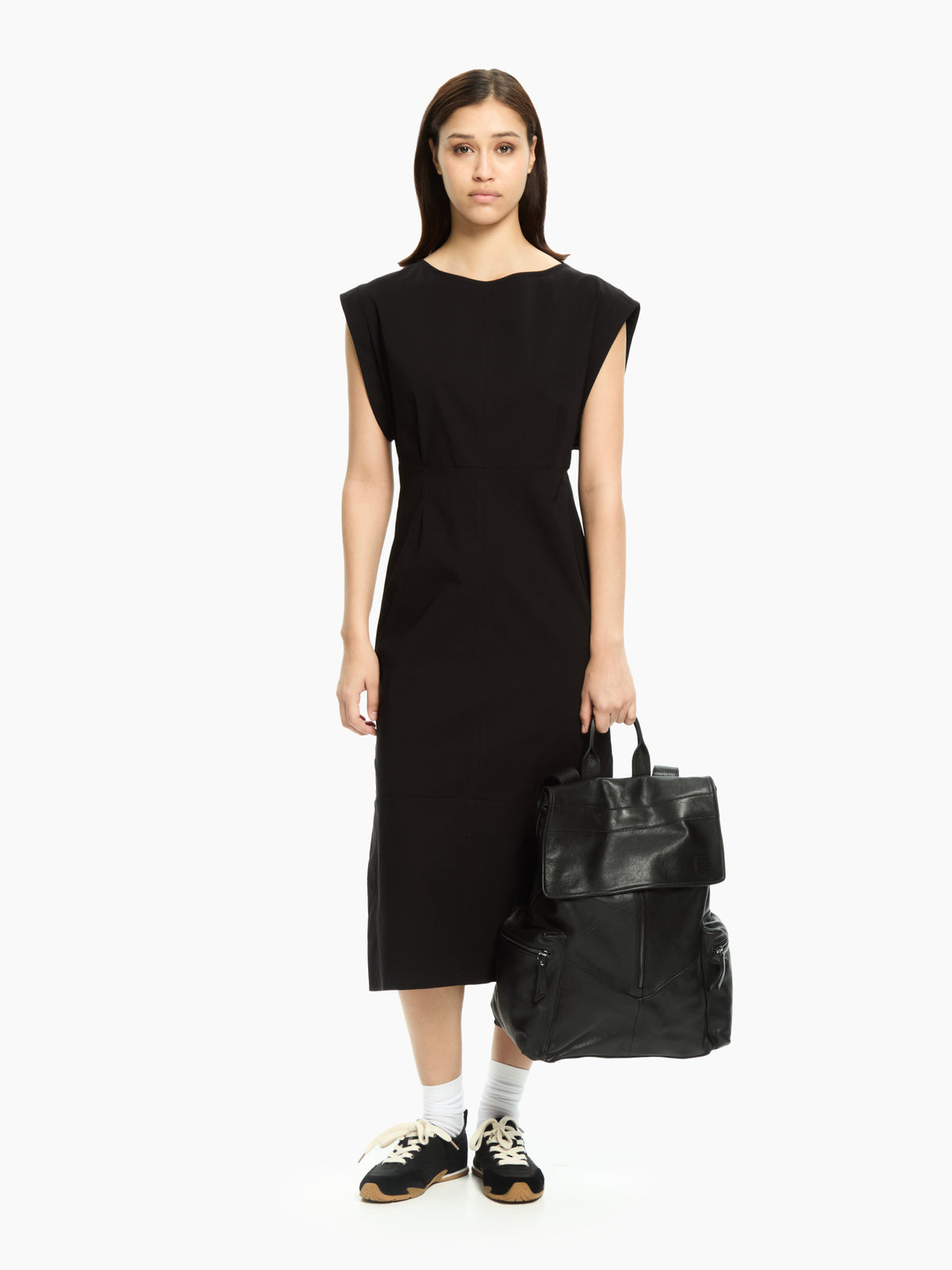 IXOS Abito midi con spalle strutturate NERO