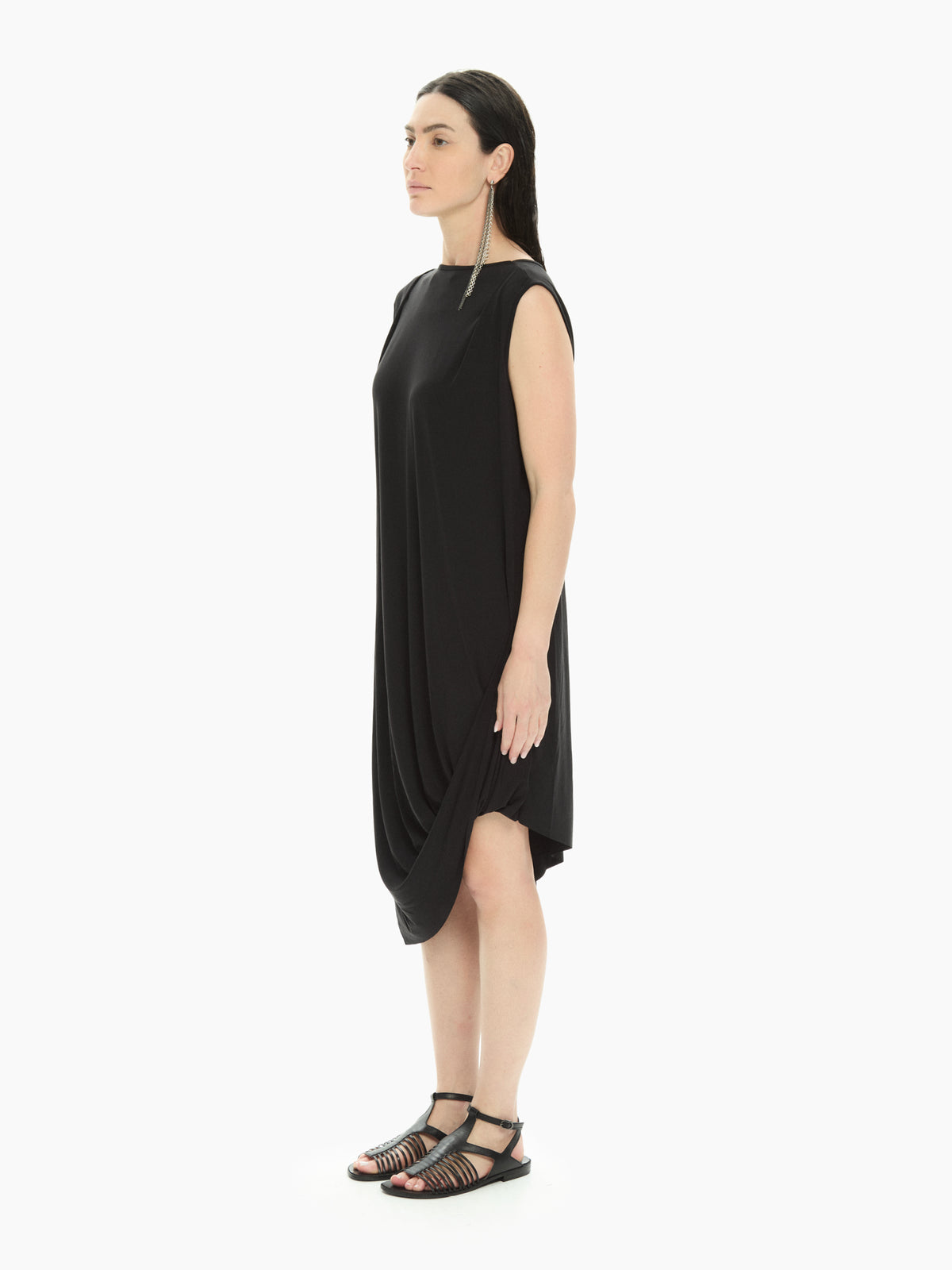 IXOS Abito drappeggiato asimmetrico NERO