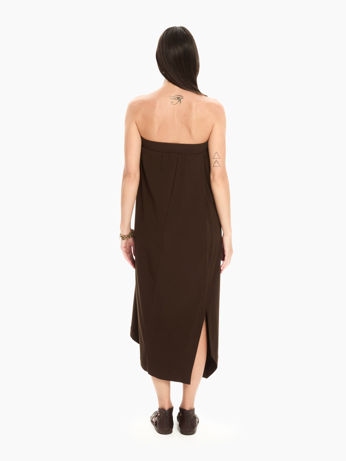 IXOS Abito con drappeggio asimmetrico MARRONE